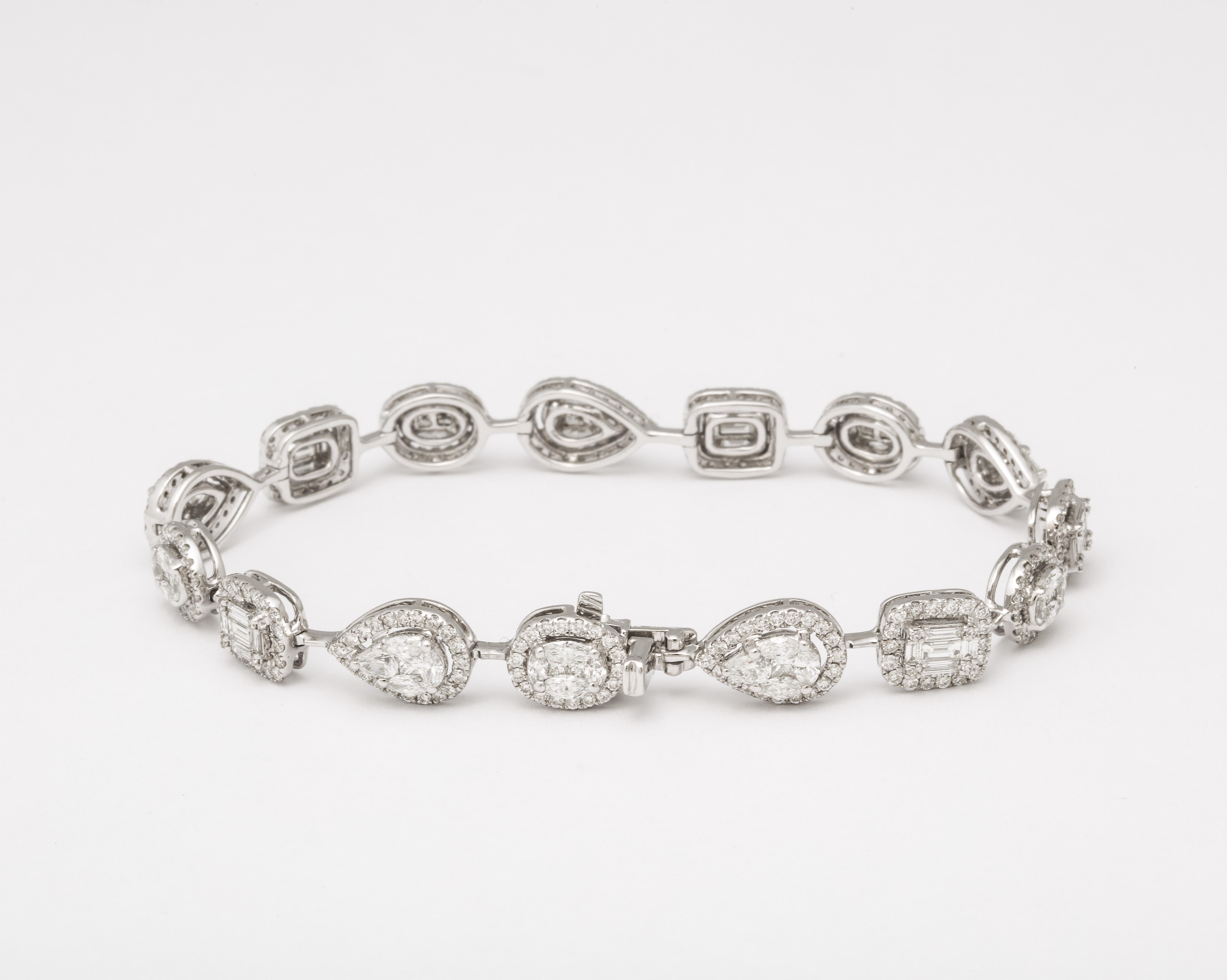 Multi Shape Diamond Bracelet For Sale 3