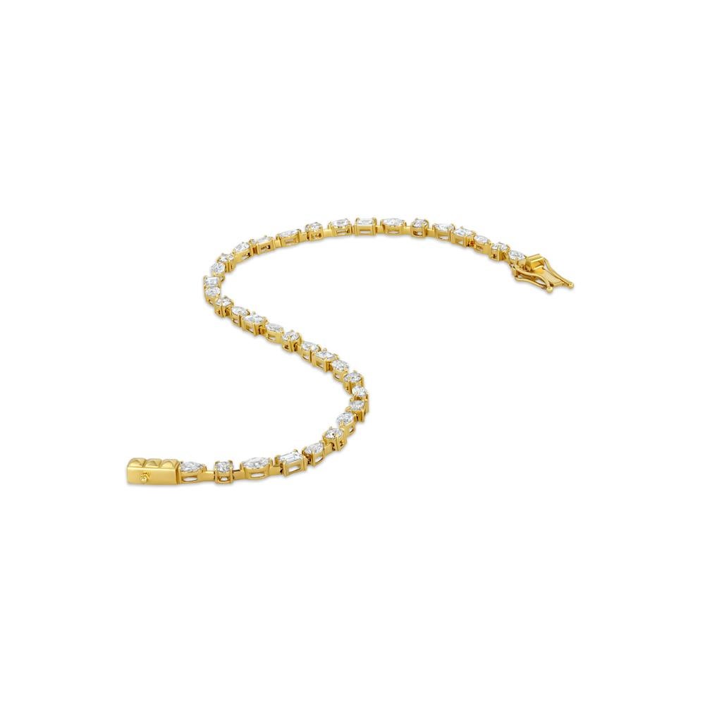 Mehrförmiges Diamantarmband (YG) im Zustand „Neu“ im Angebot in Aspen, CO