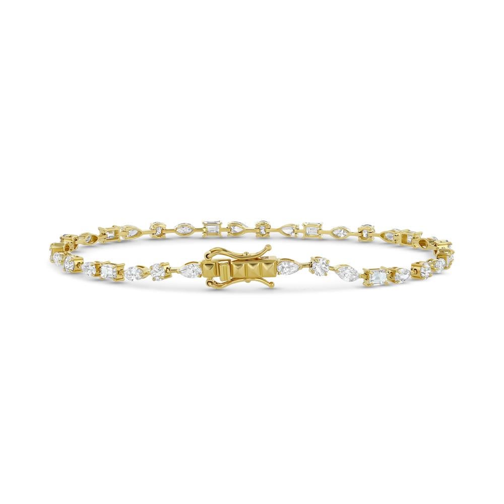 Multi-Shape Diamond Bracelet (YG) In New Condition For Sale In Aspen, CO