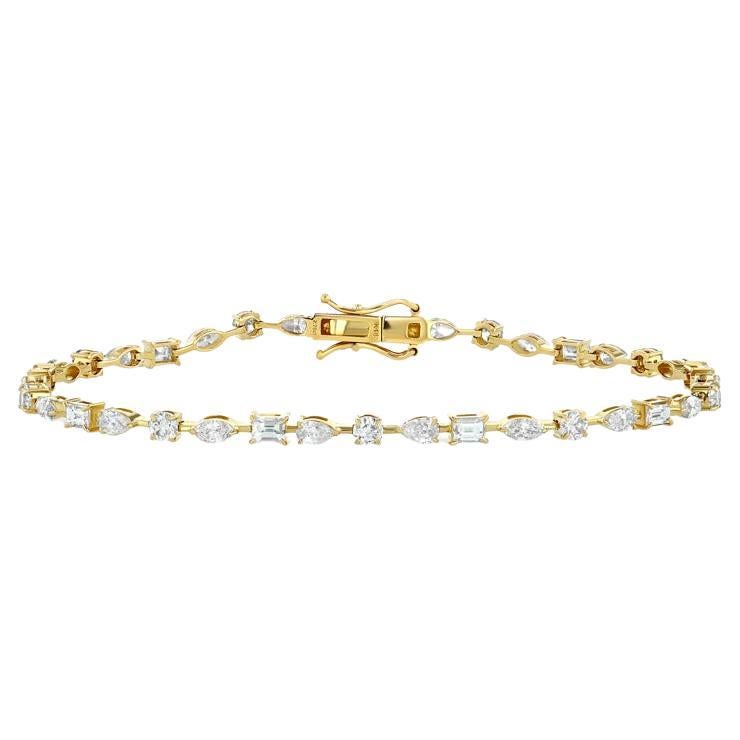 Multi-Shape Diamond Bracelet (YG) For Sale