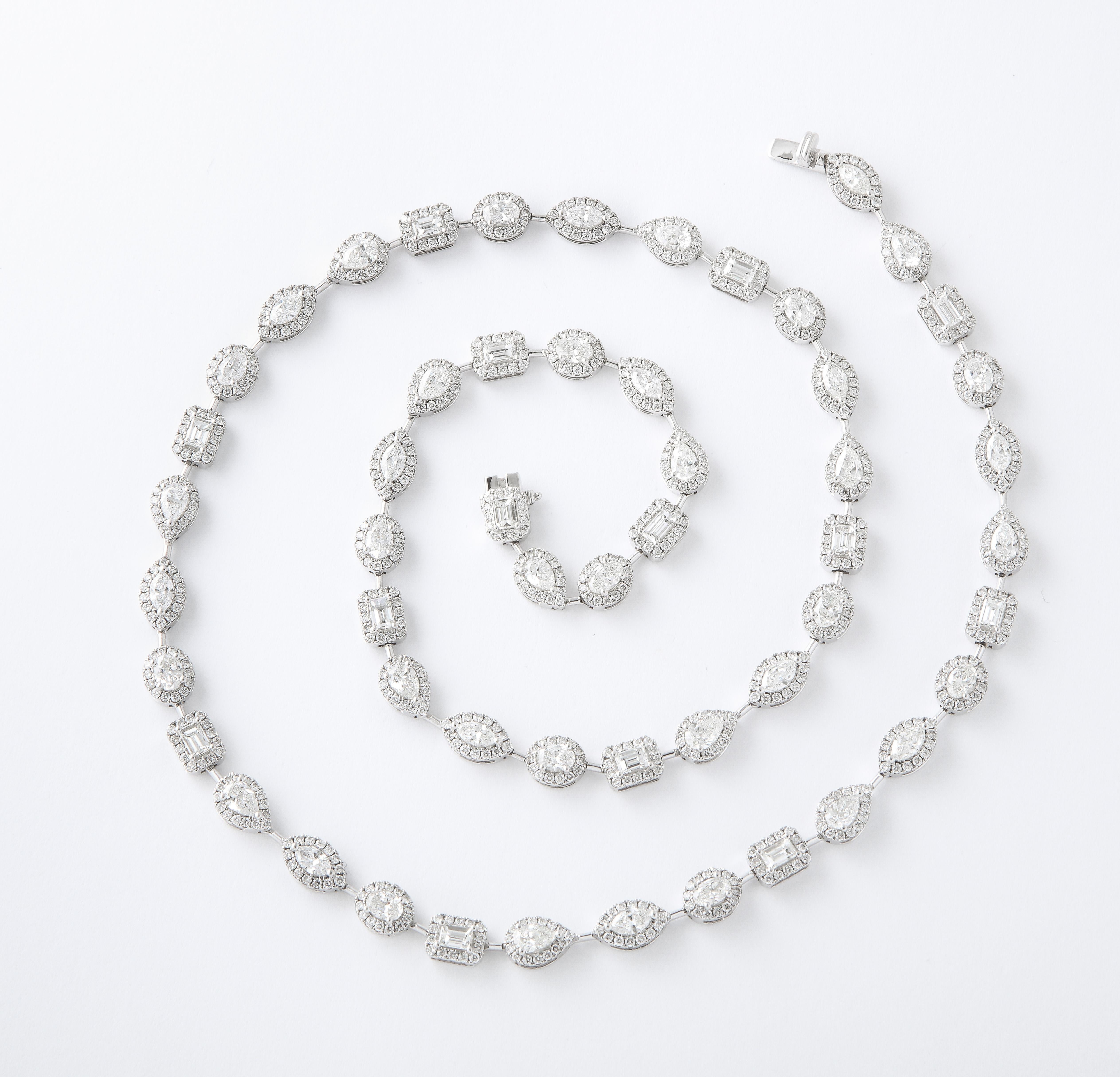 Emerald Cut Multi-Shape Diamond Chain Necklace