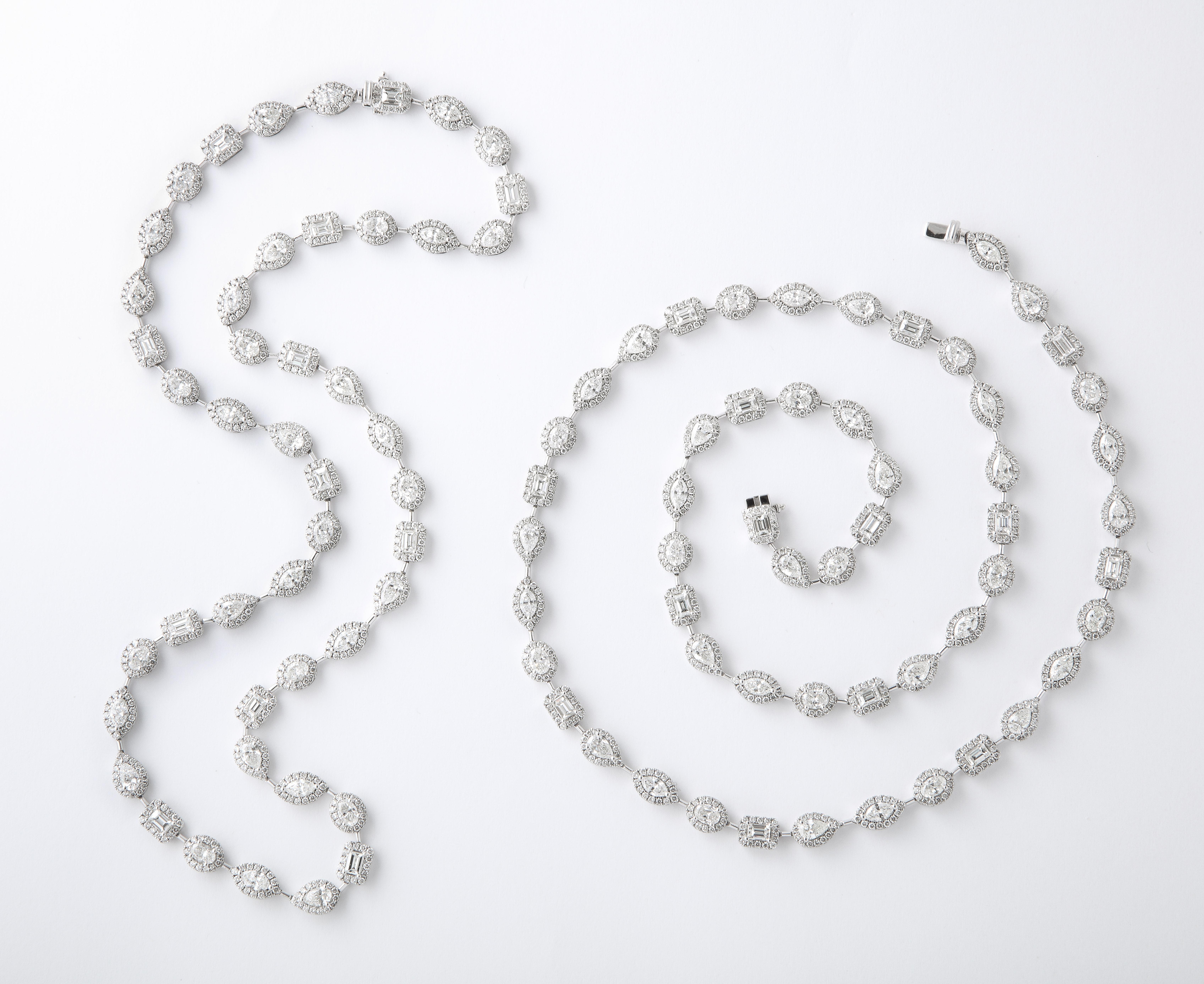 Multi-Shape Diamond Chain Necklace In New Condition In New York, NY