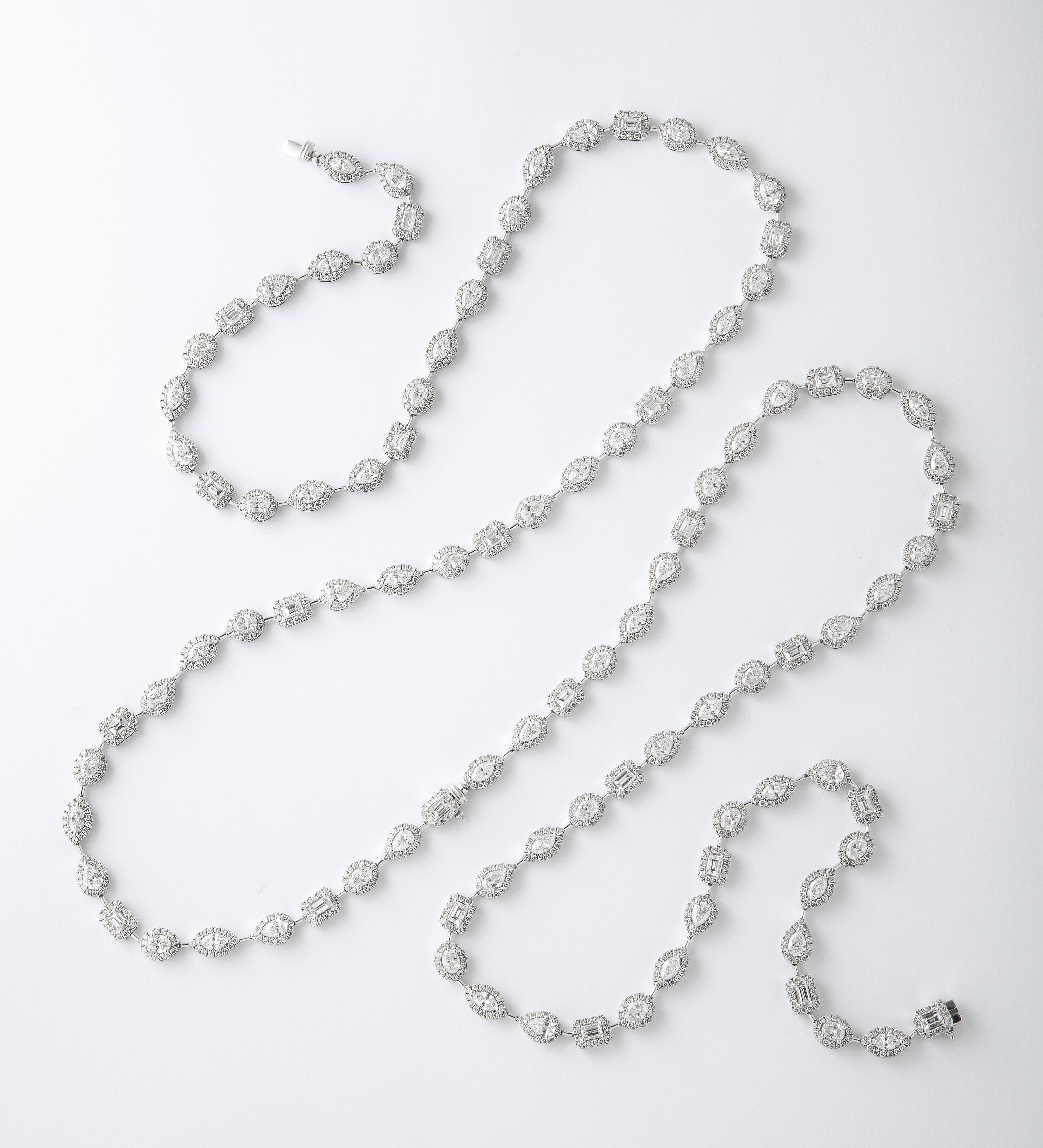 Women's or Men's Multi-Shape Diamond Chain Necklace