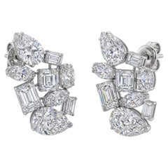 Boucles d'oreilles imposantes en or blanc 14 carats avec un ensemble de diamants de 4,32 carats