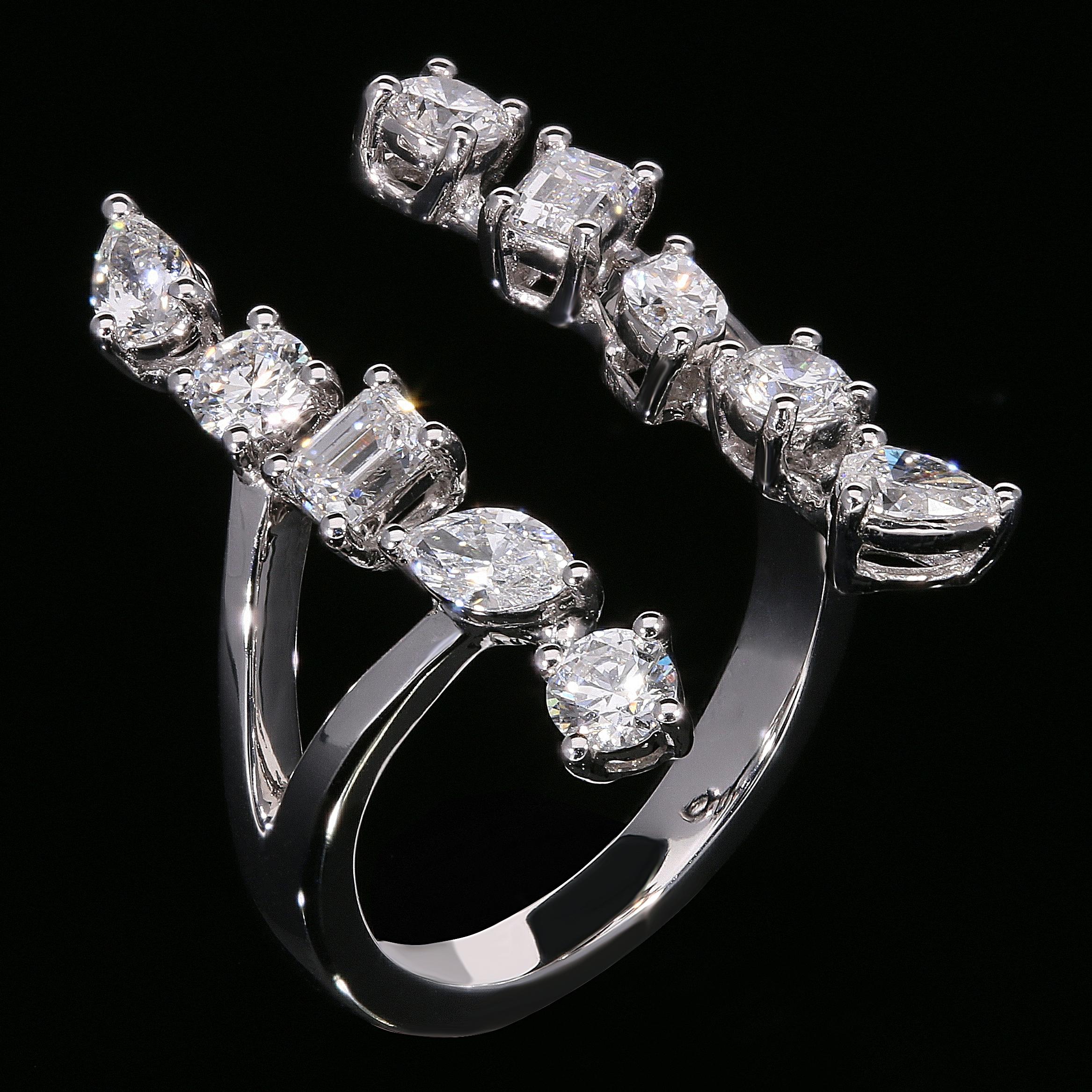 For Sale:  Multi Shape Diamond Cocktail Ring Set in 18Kt Gold 2