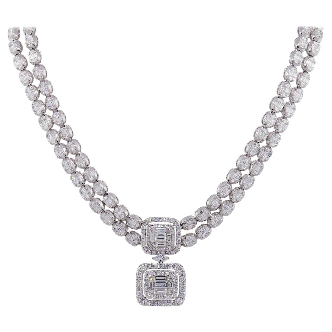 Multi Shape Diamond Dangle Necklace