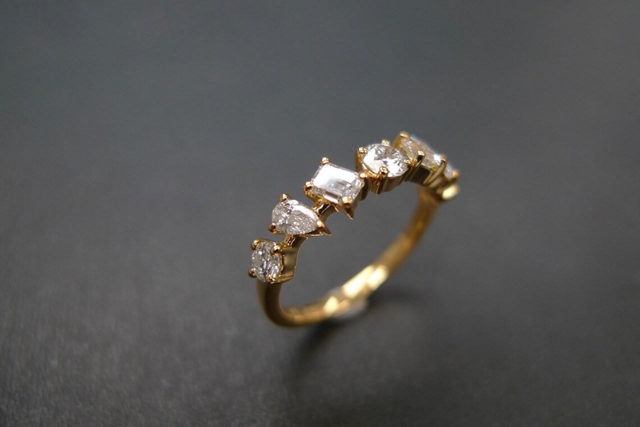 For Sale:  Multi Shape Diamond Diamond Ring in 18k yellow gold 7