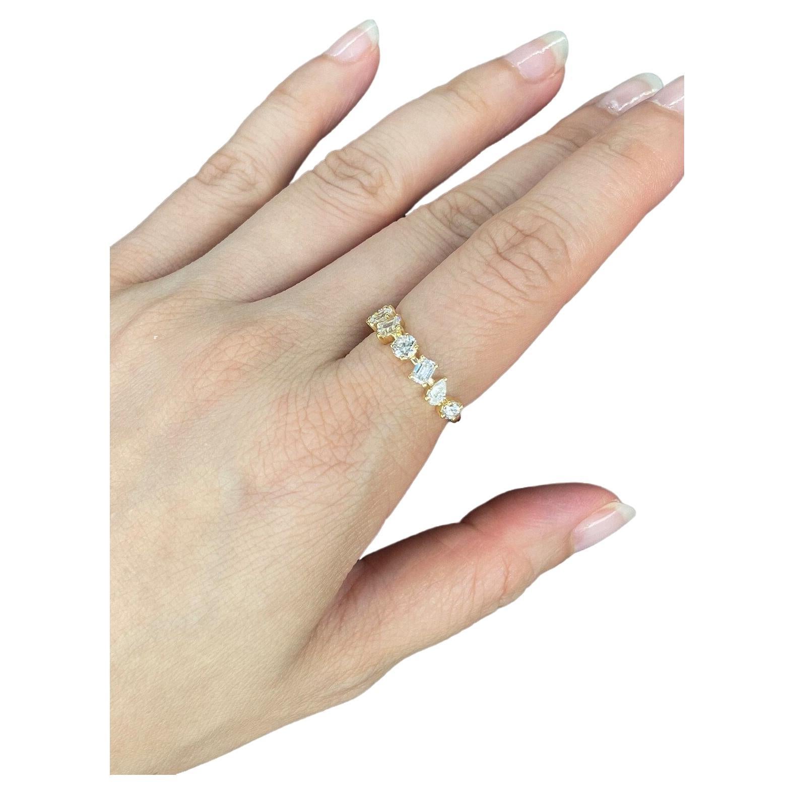 For Sale:  Multi Shape Diamond Diamond Ring in 18k yellow gold