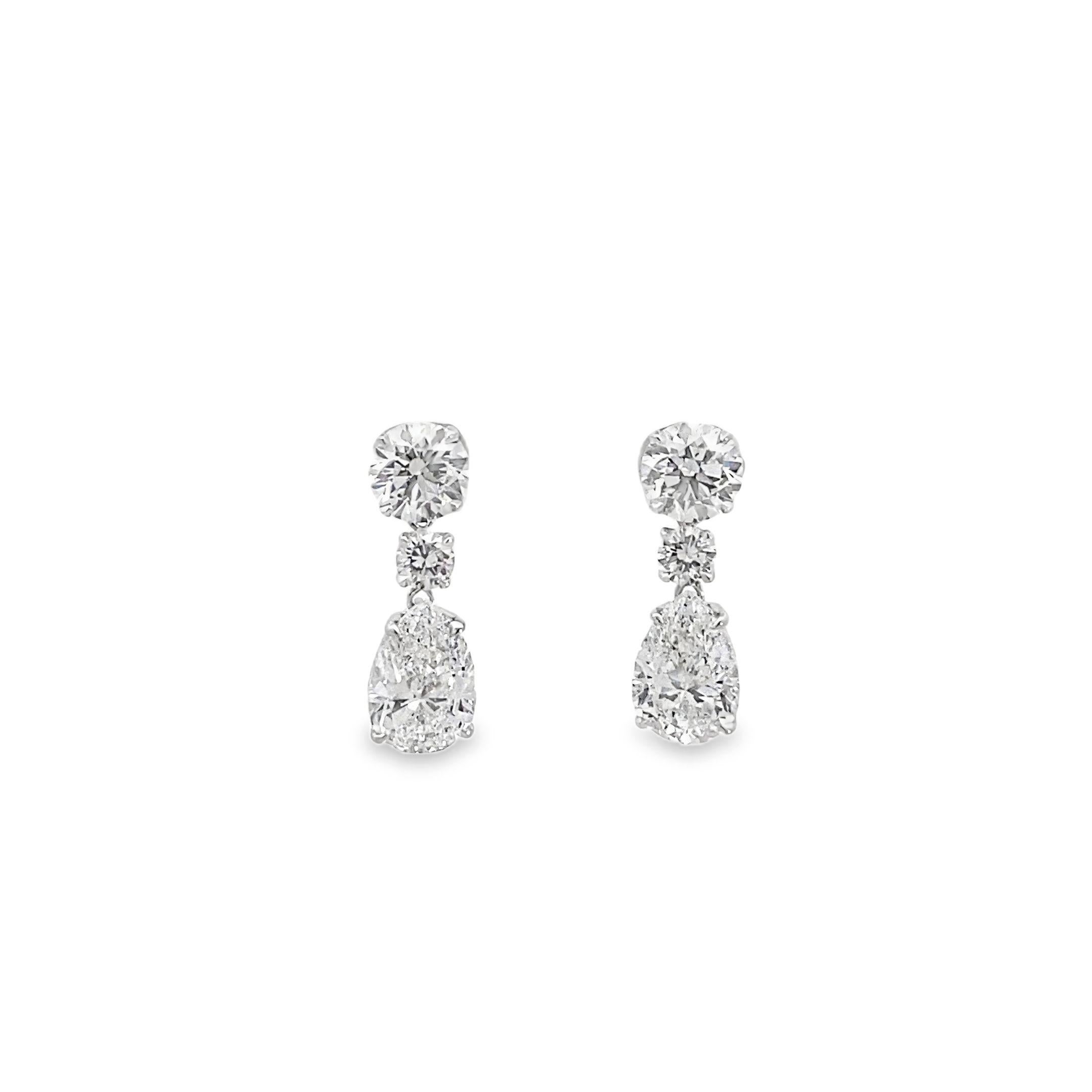 Pear Cut Maurice Fine Jewelry - Multi-Shape Diamond Drop Earrings For Sale