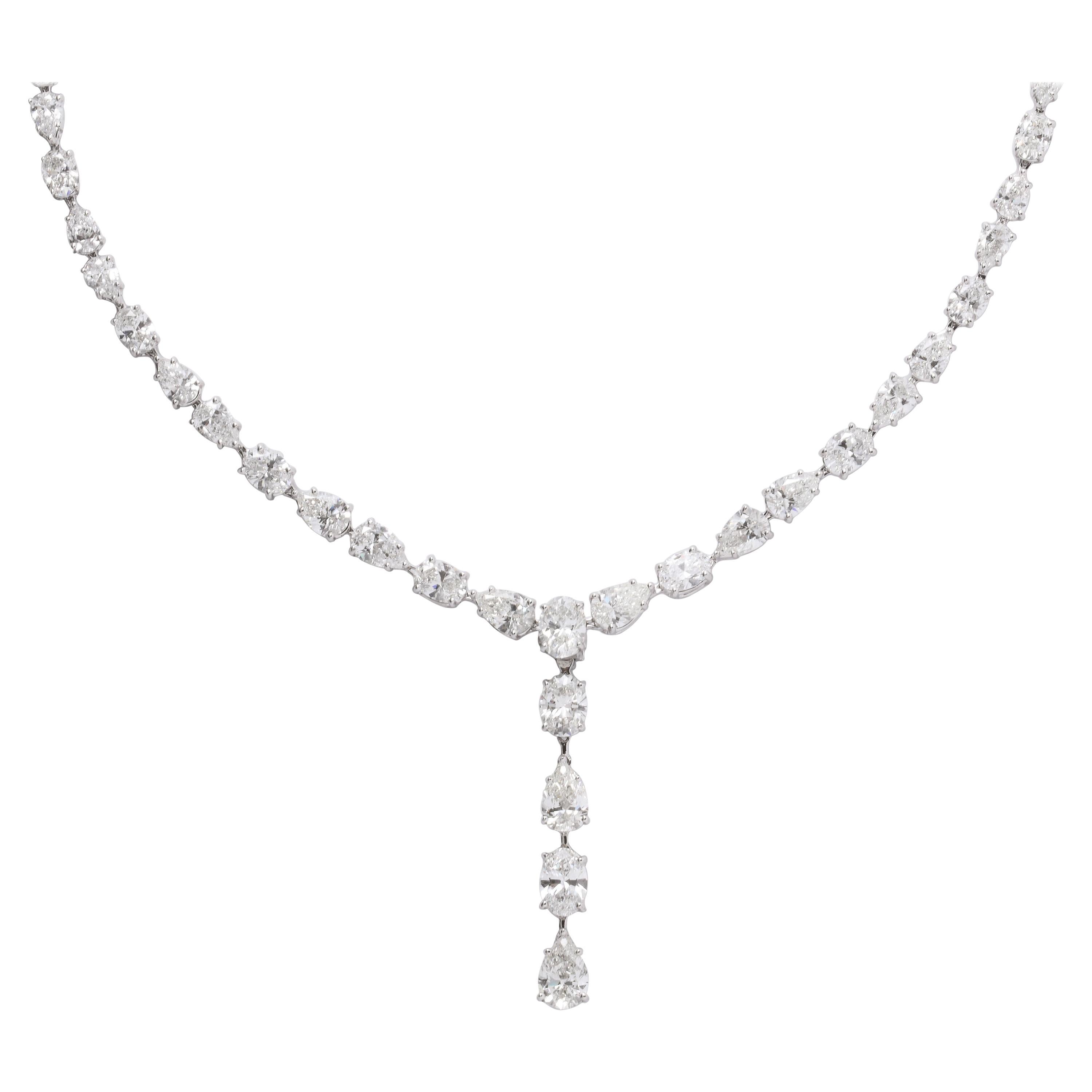 Multi Shape Diamond Drop Necklace with Removable Drop