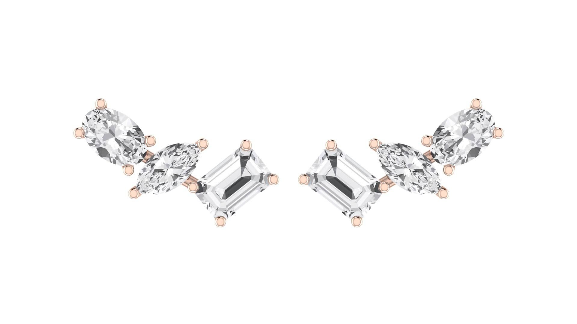 Modern Multi Shape Diamond Earring in 18 Karat Rose Gold For Sale