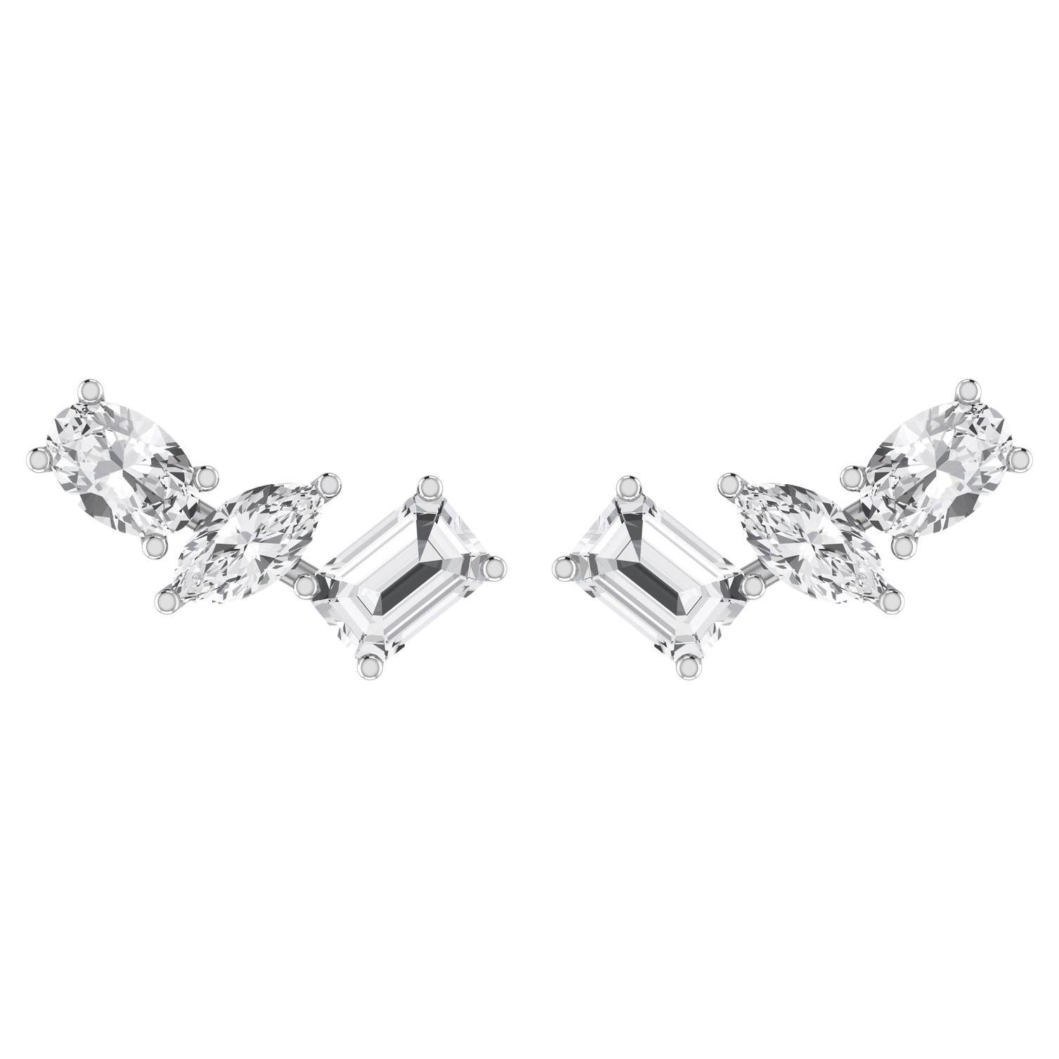 Tanisa Nahata Multi Shape Diamond Earring in 18Karat White Gold
