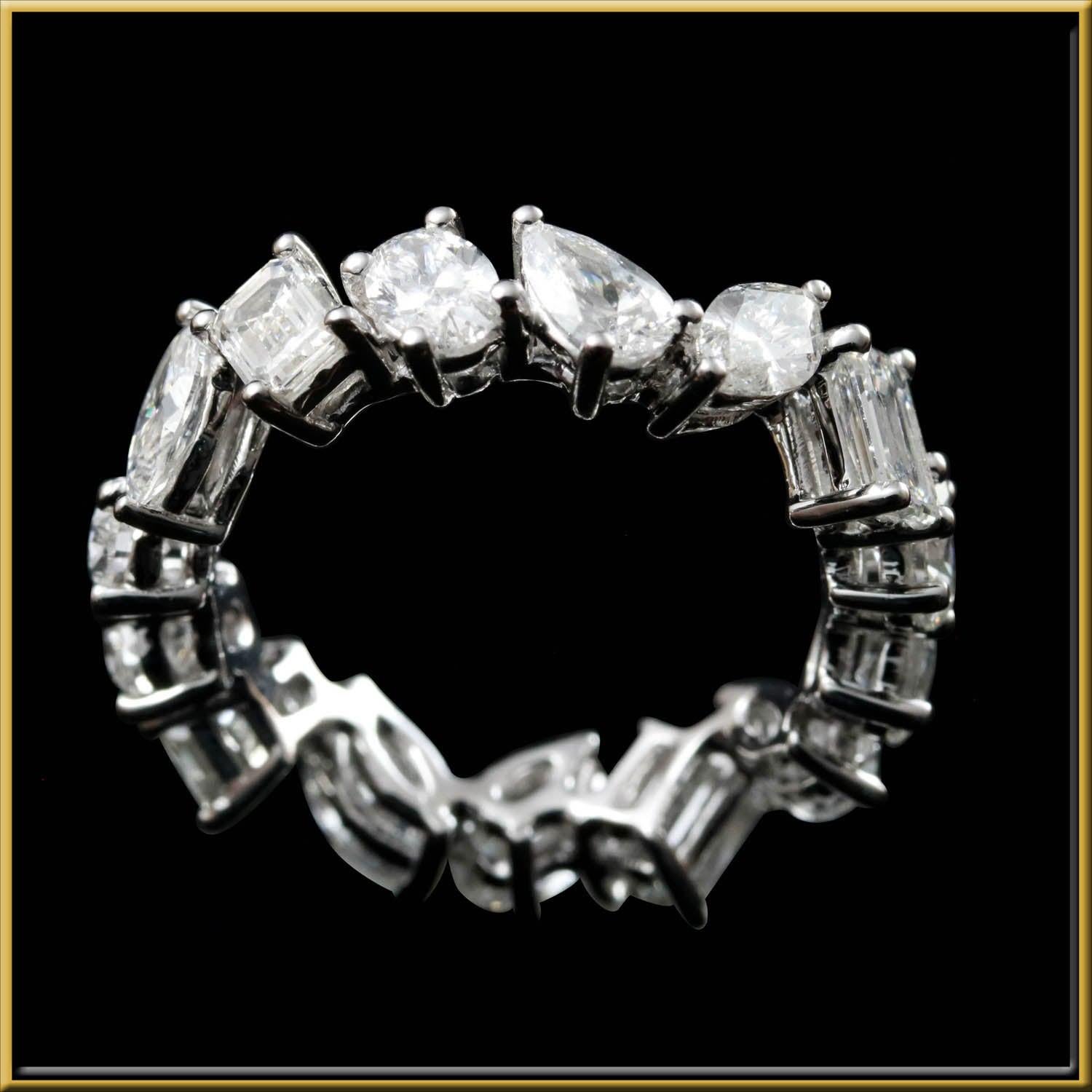 For Sale:  Multi-Shape Diamond Eternity Ring in 18 Karat Gold 3