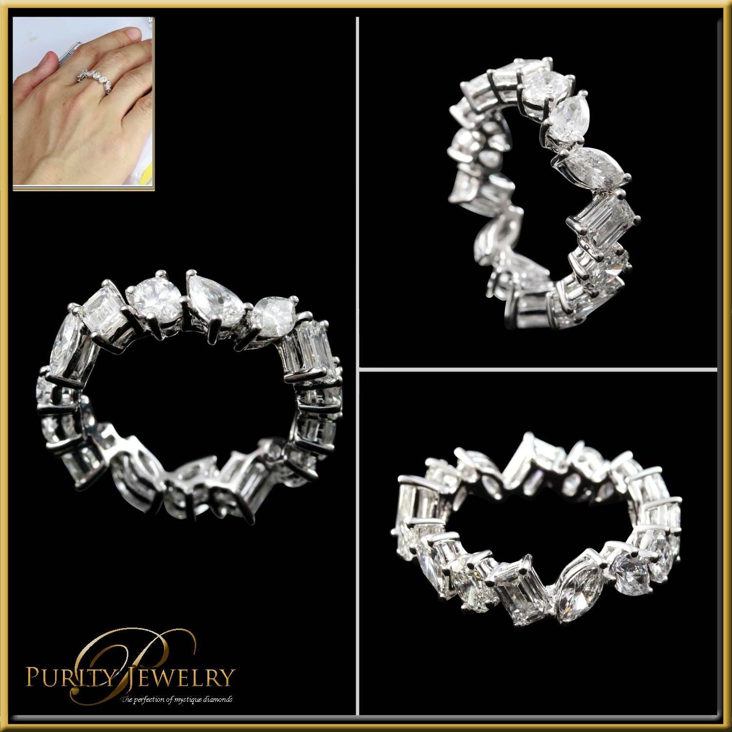 For Sale:  Multi-Shape Diamond Eternity Ring in 18 Karat Gold 4