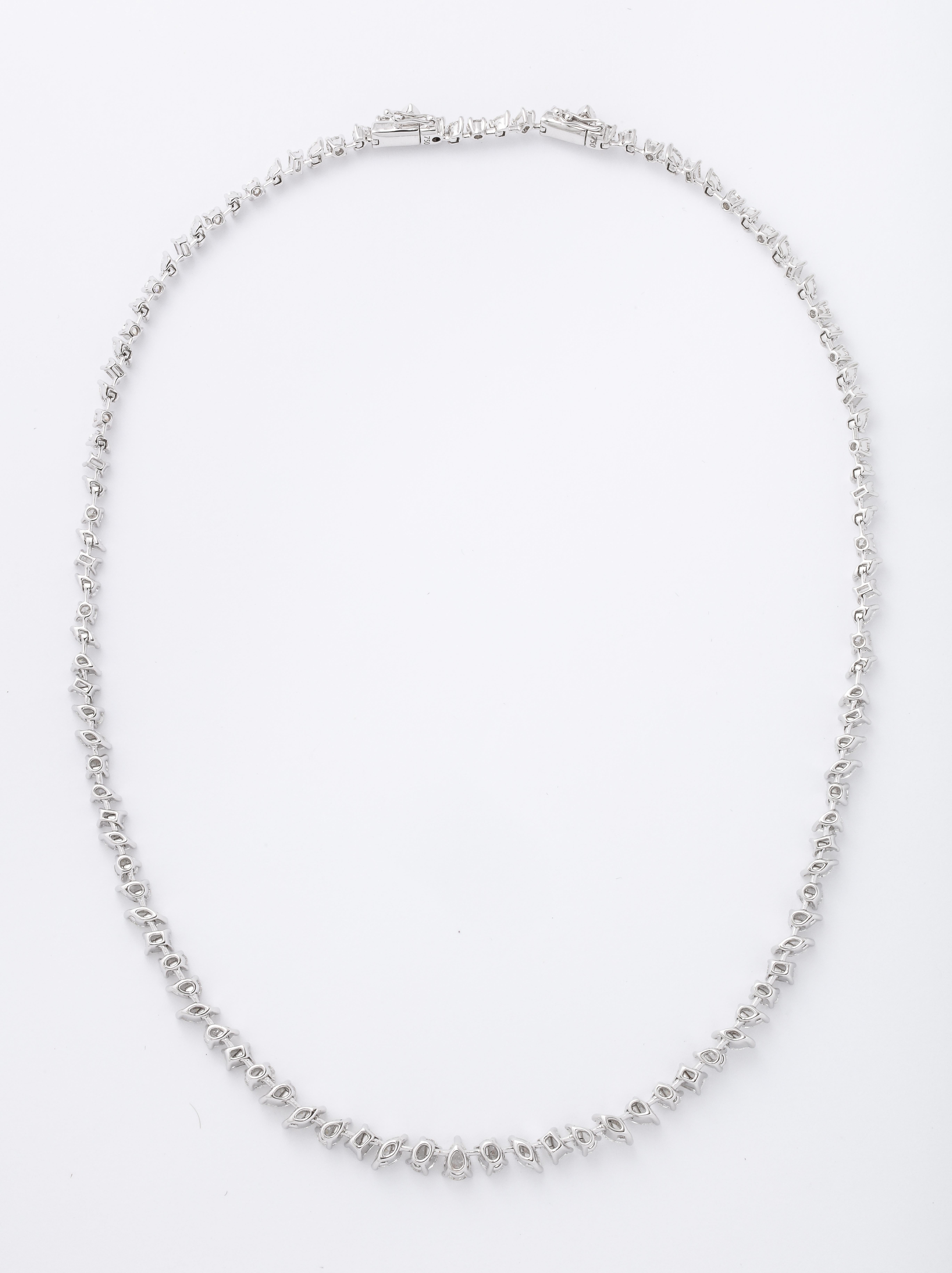 Emerald Cut Multi-Shape Diamond Necklace For Sale