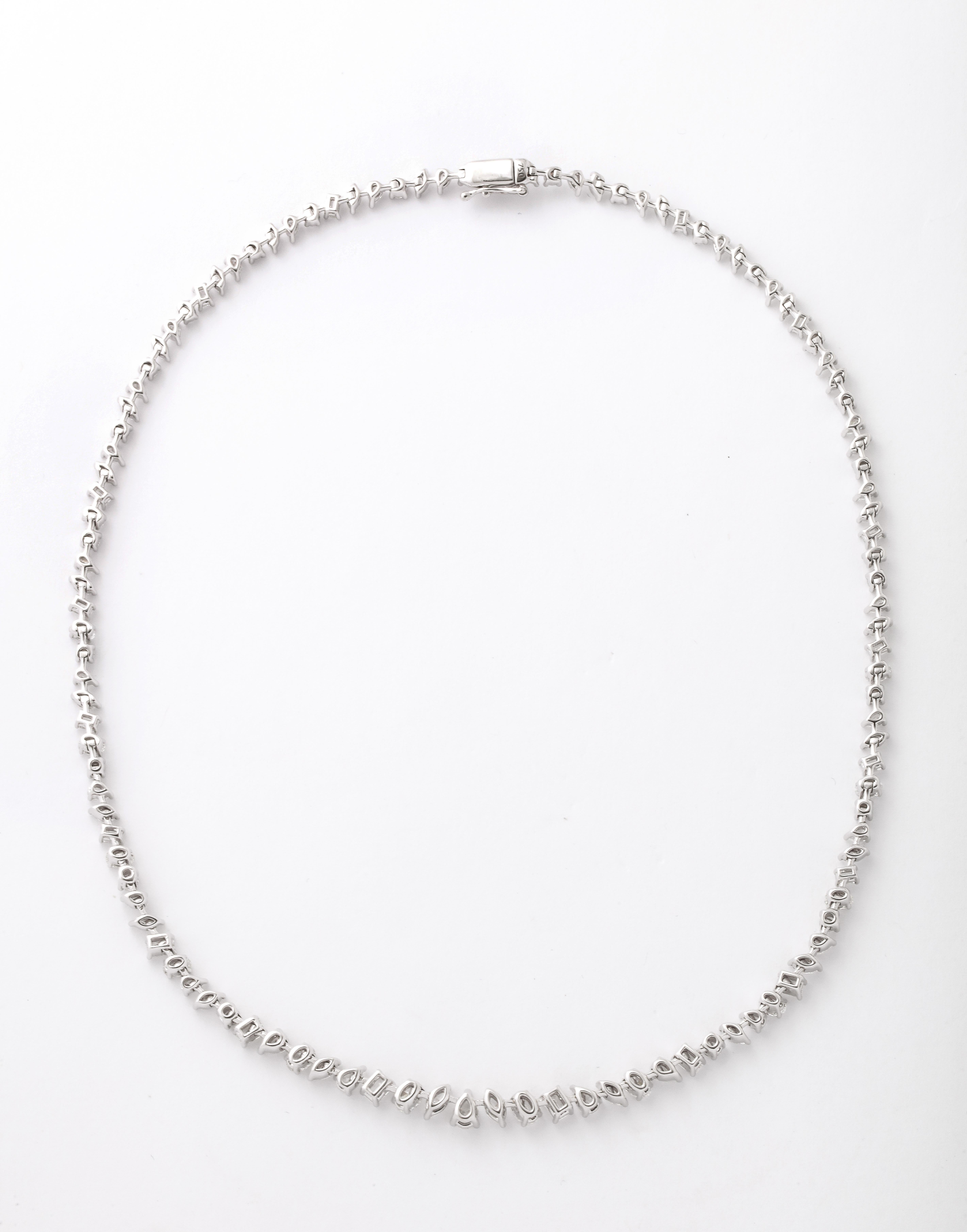 Women's Multi Shape Diamond Necklace  For Sale