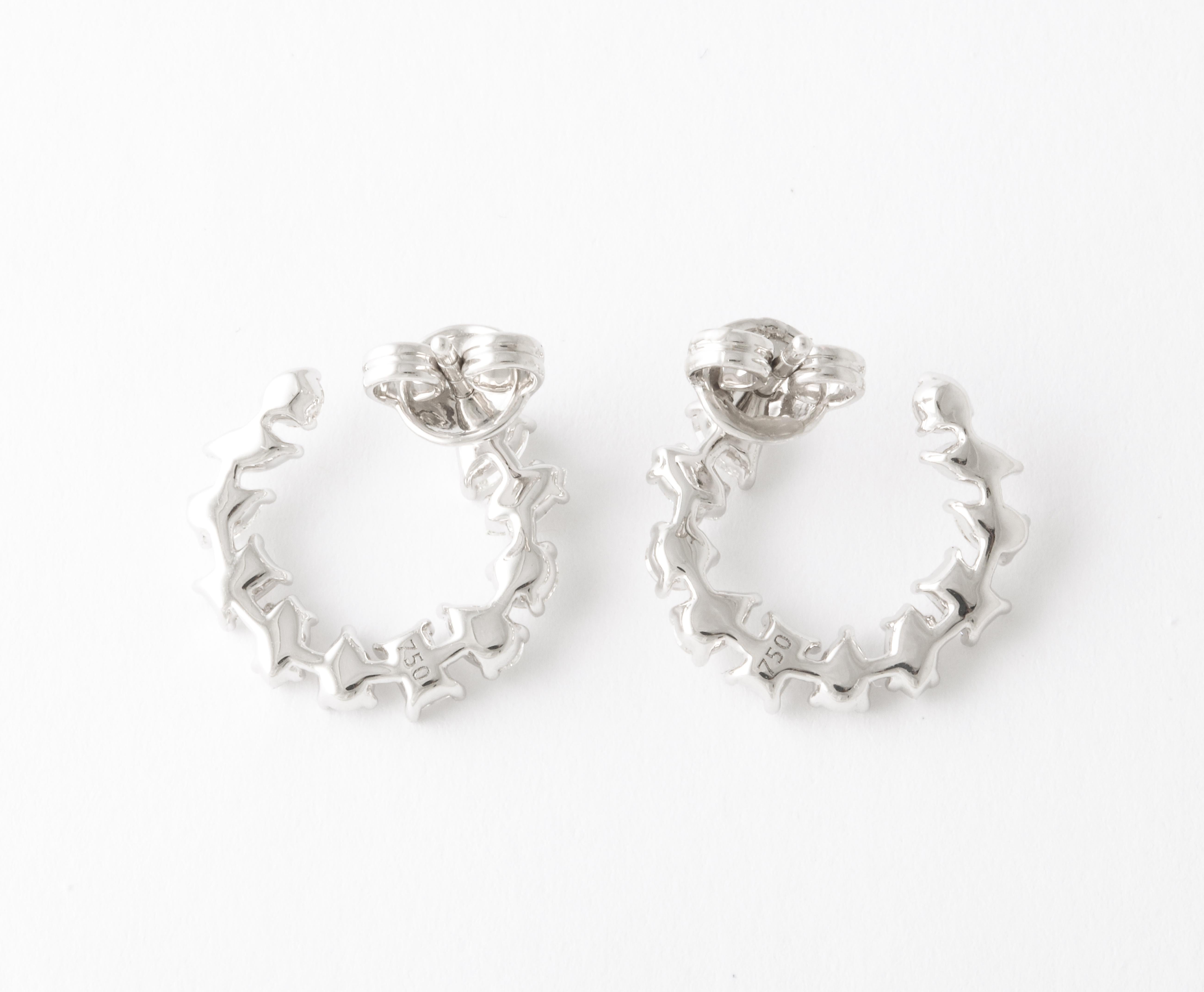 Multi-Shape Diamond Swirl Hoop Earrings In New Condition For Sale In New York, NY