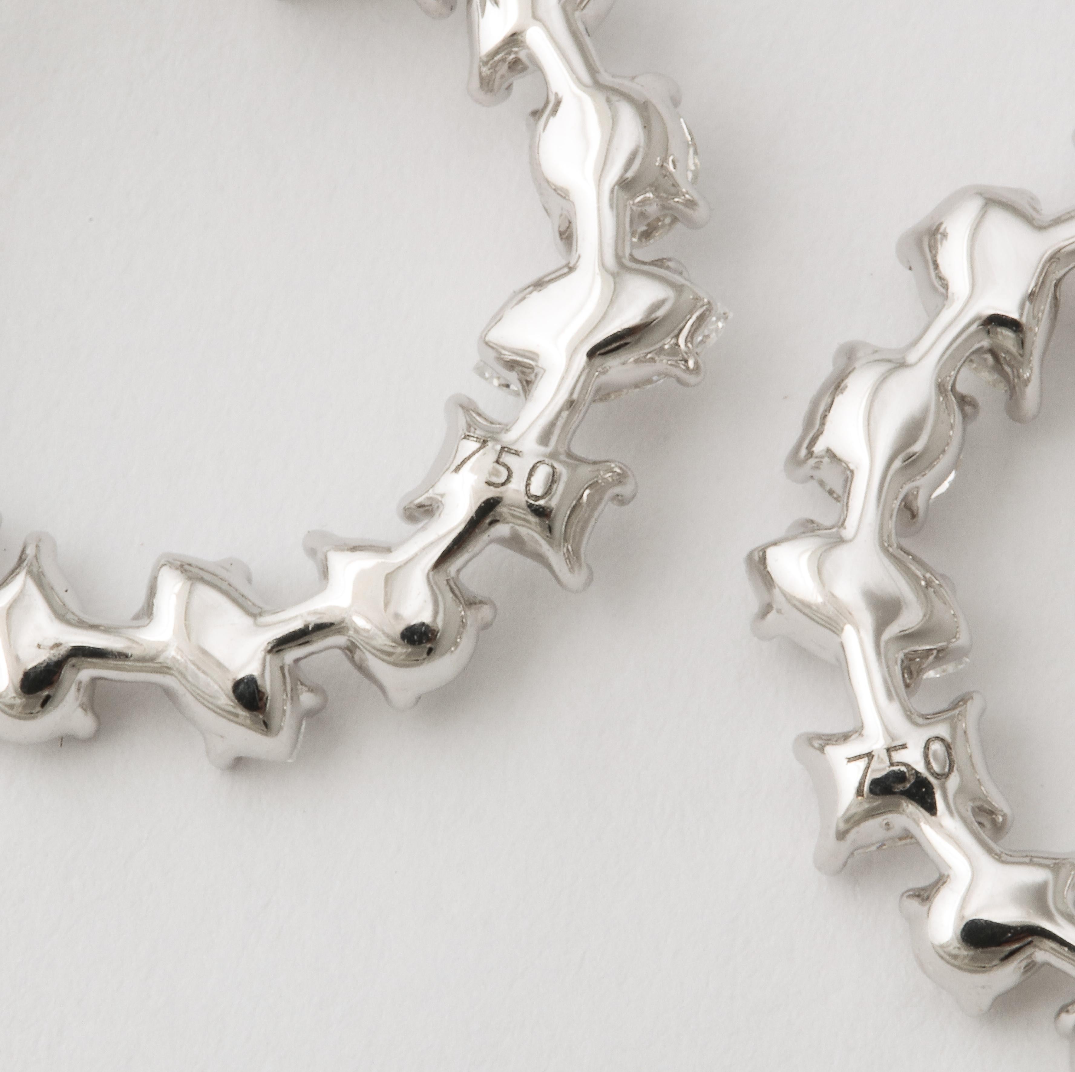 Women's Multi-Shape Diamond Swirl Hoop Earrings For Sale
