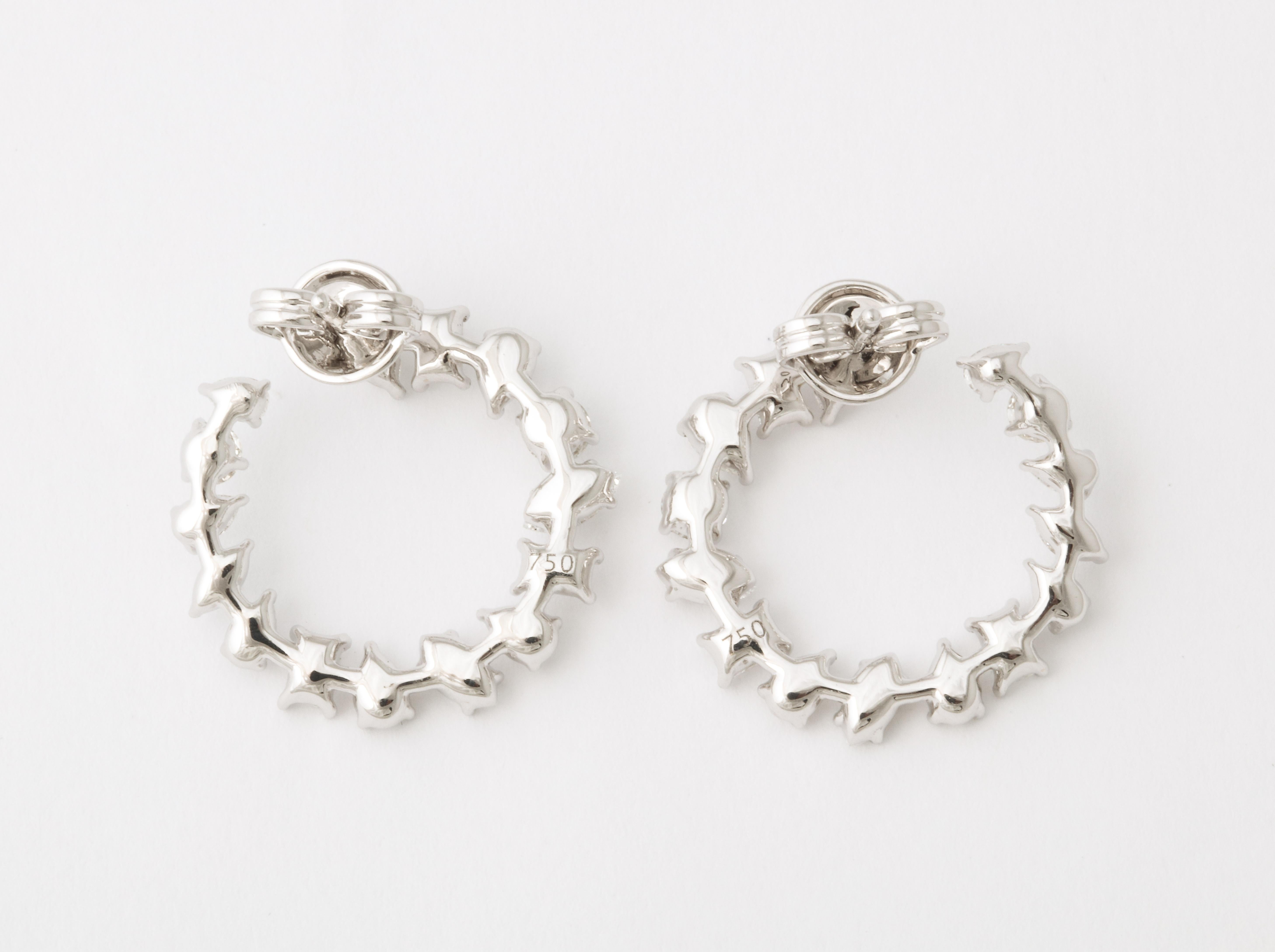 Multi-Shape Diamond Swirl Hoop Earrings For Sale 1