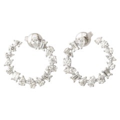 Multi-Shape Diamond Swirl Hoop Earrings