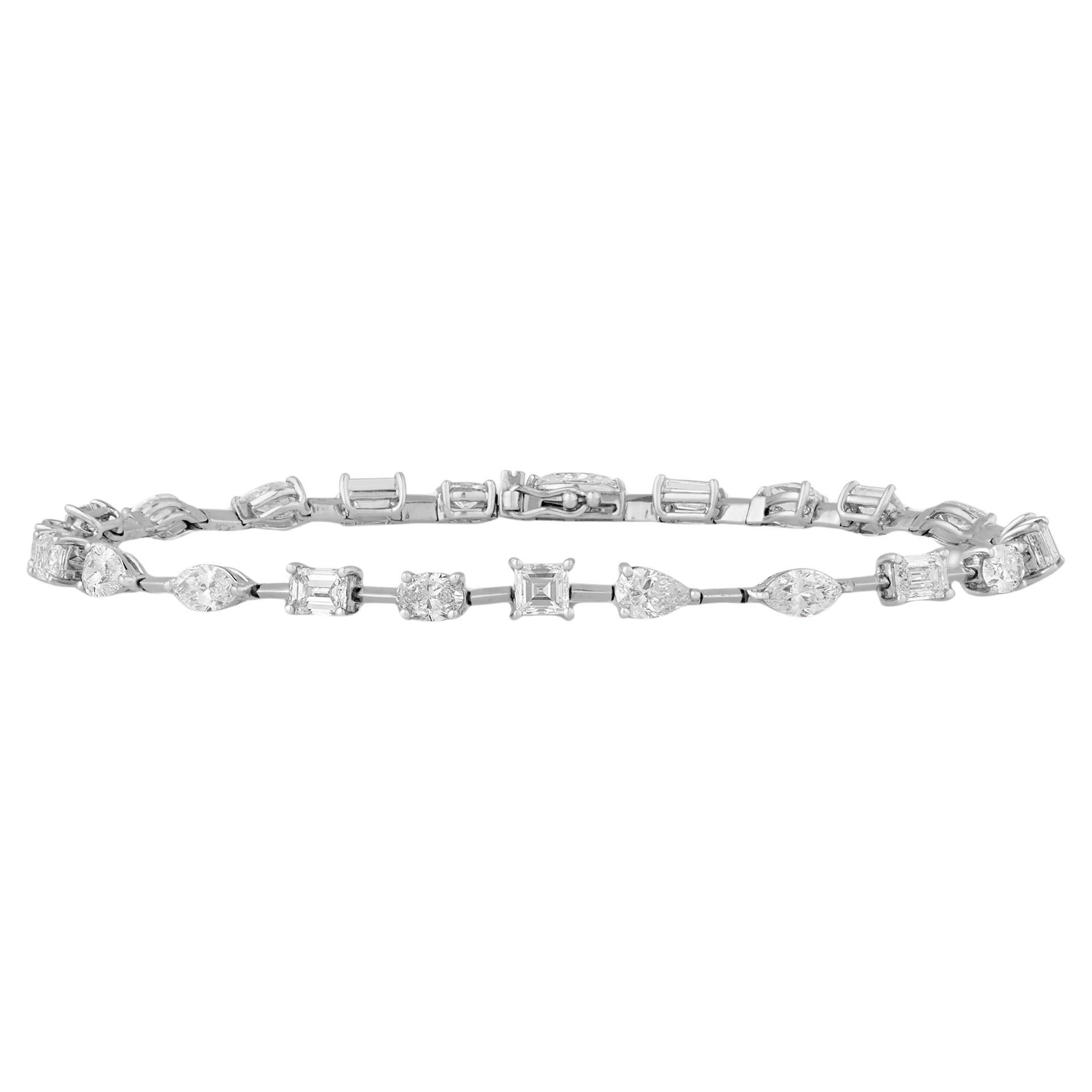 Multi-Shape Diamond Tennis Bracelet, 4.98 carats For Sale