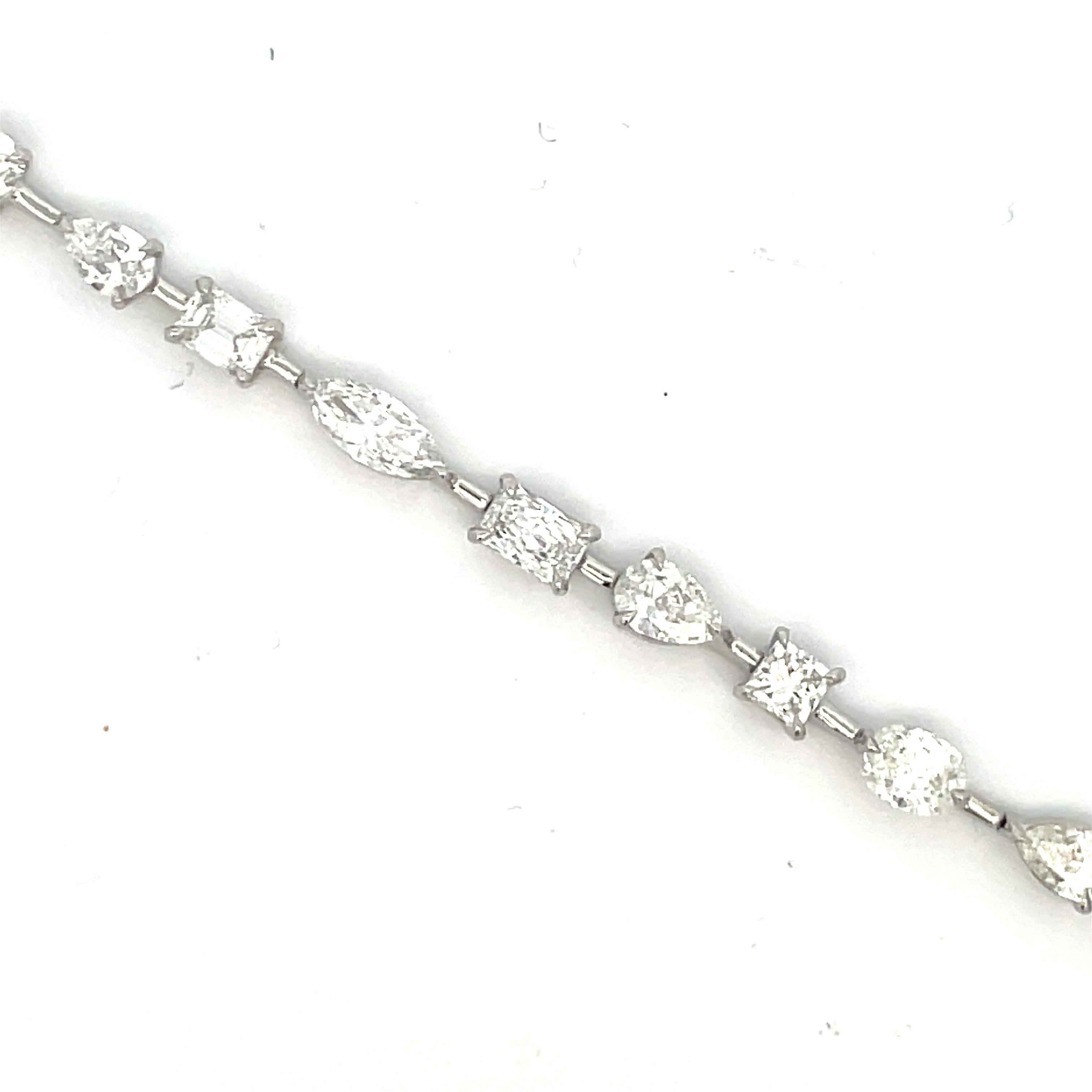 Multi-Shape Diamond Tennis Bracelet 9.63 Carats Platinum G VS2 Average 0.50 CTS 2