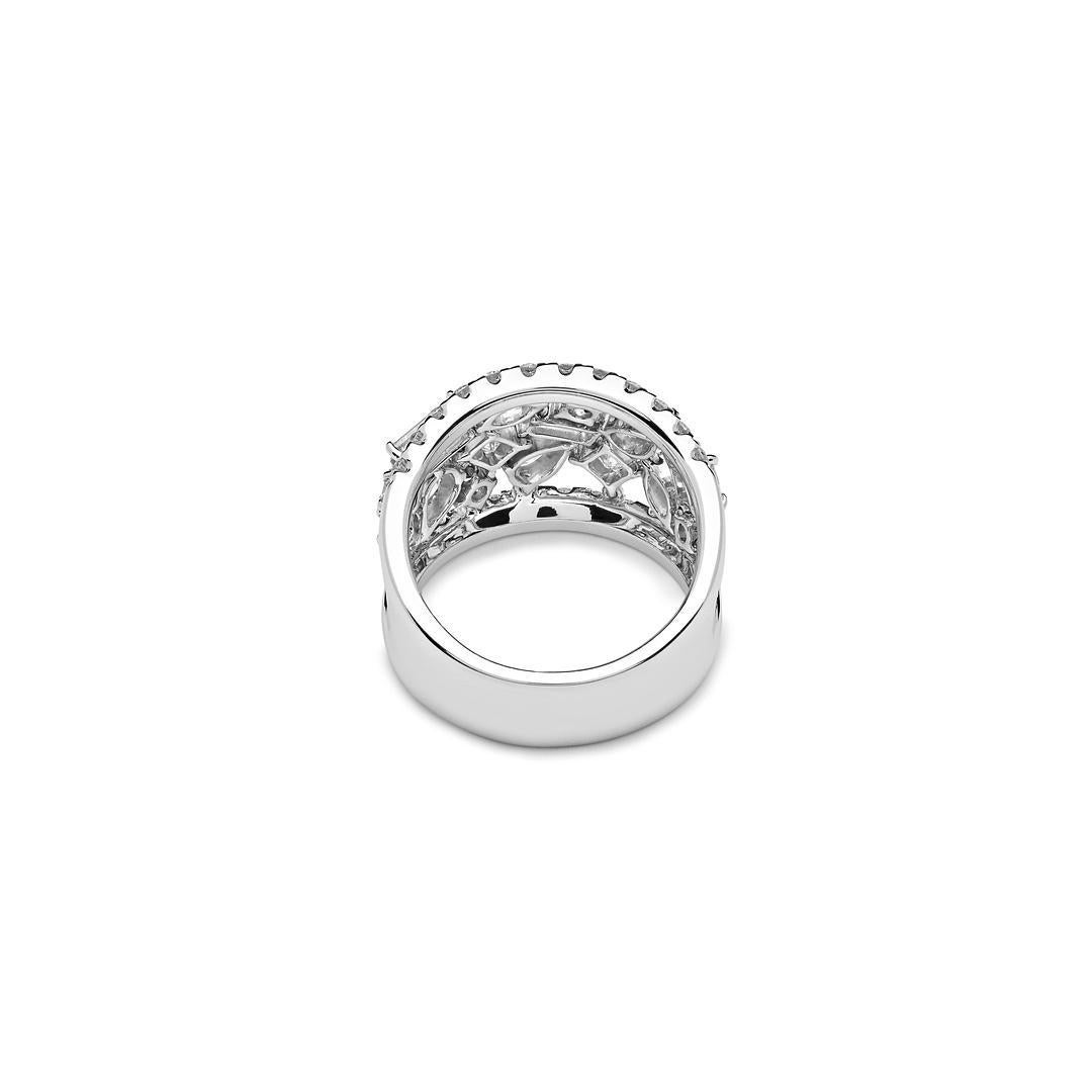 Round Cut Multi Shape Diamond White Gold Cocktail Ring For Sale