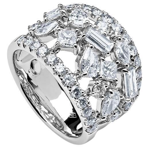 Multi Shape Diamond White Gold Cocktail Ring For Sale