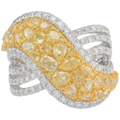 Multi-Shape Fancy Yellow and White Diamond Ring, Total 4.00 ct set in 18K Gold