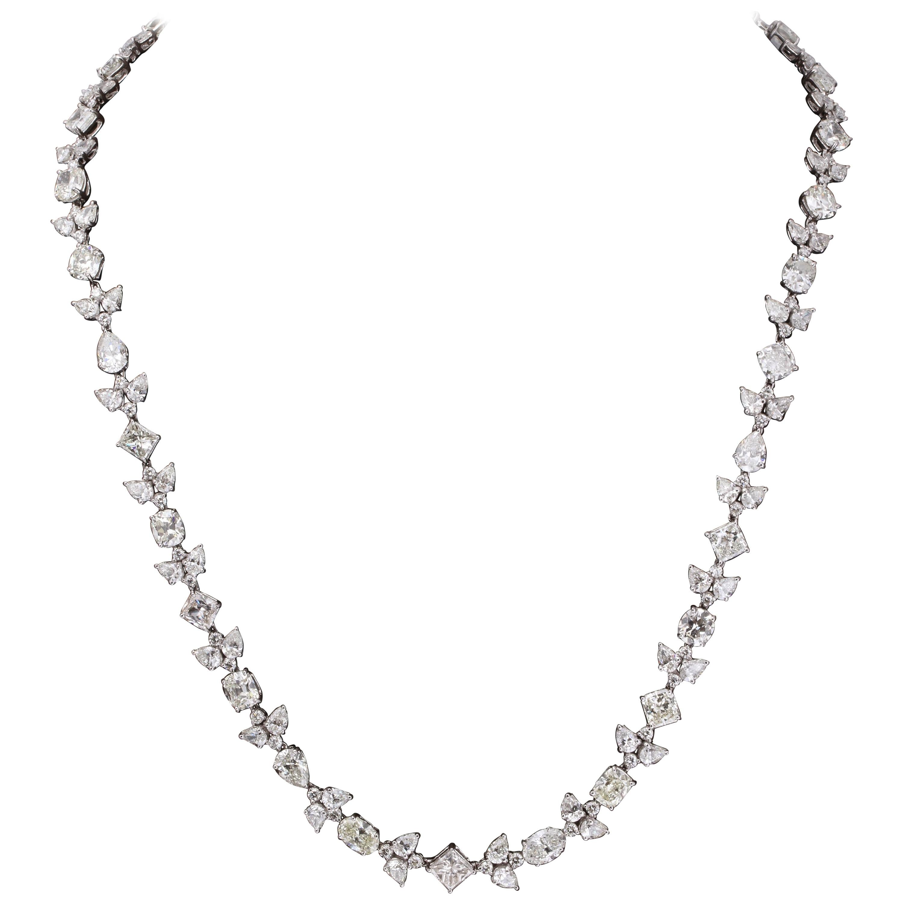 Multi Shape Long Diamond Necklace