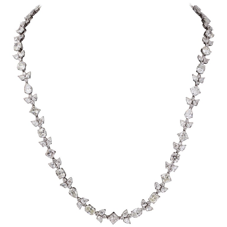 Multi Shape Long Diamond Necklace For Sale at 1stDibs multi shape