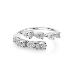 Multi Shape Natural SI/H Diamond Open Wrap Ring Or blanc 18K