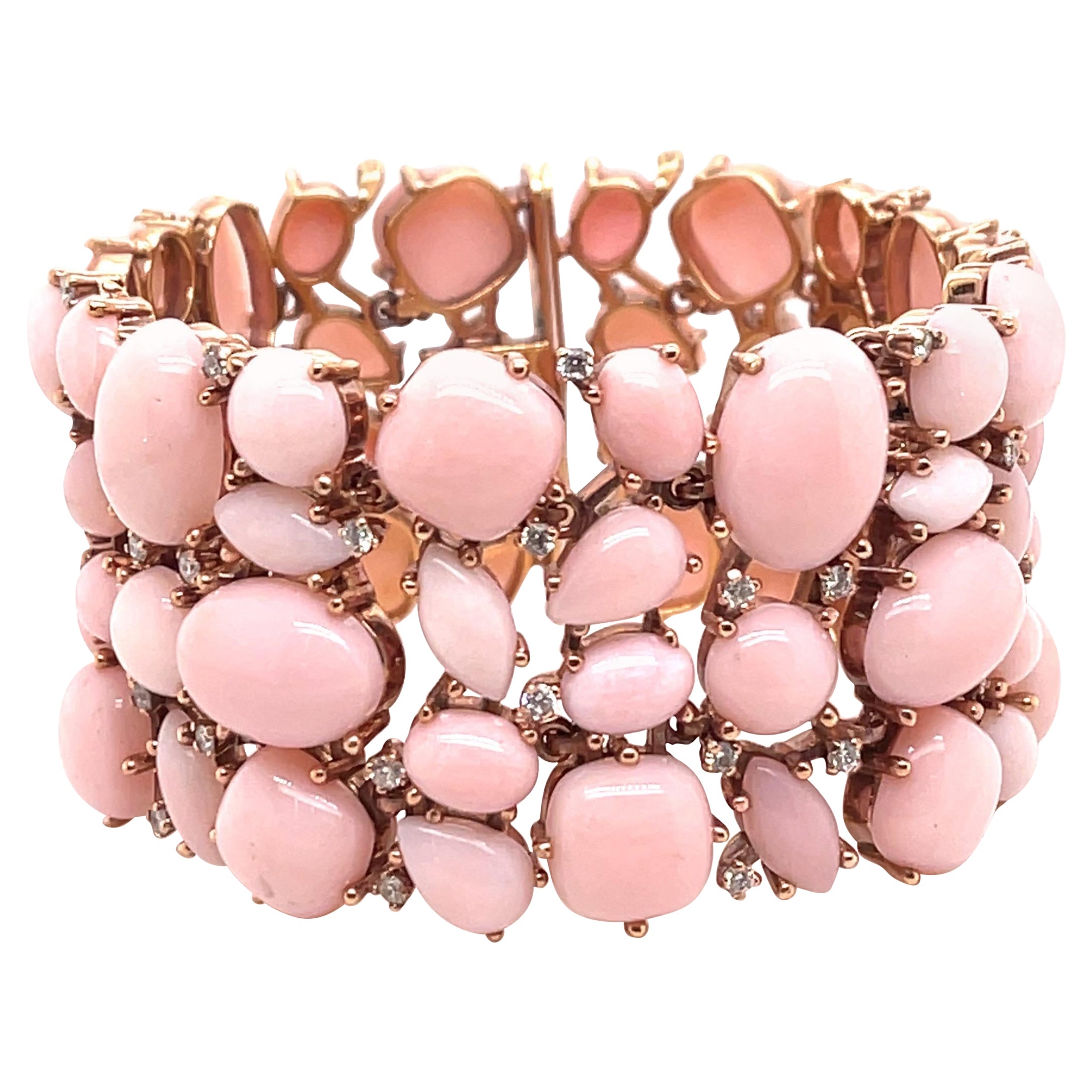 Mehrfarbiger Opal-Diamant-Armreif 94,8 Gramm 18 Karat Roségold 500 Karat