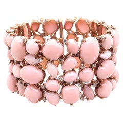 Multi Shape Opal Diamond Bangle Bracelet 94.8 Grams 18 Karat Rose Gold 500 CTS