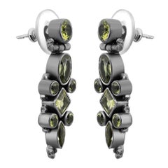 Mehrfarbige Peridot-Tropfen-Ohrringe 925 aus Sterlingsilber