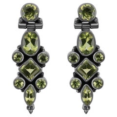 Pendientes Gota Multiforma Peridoto Plata de Ley 925