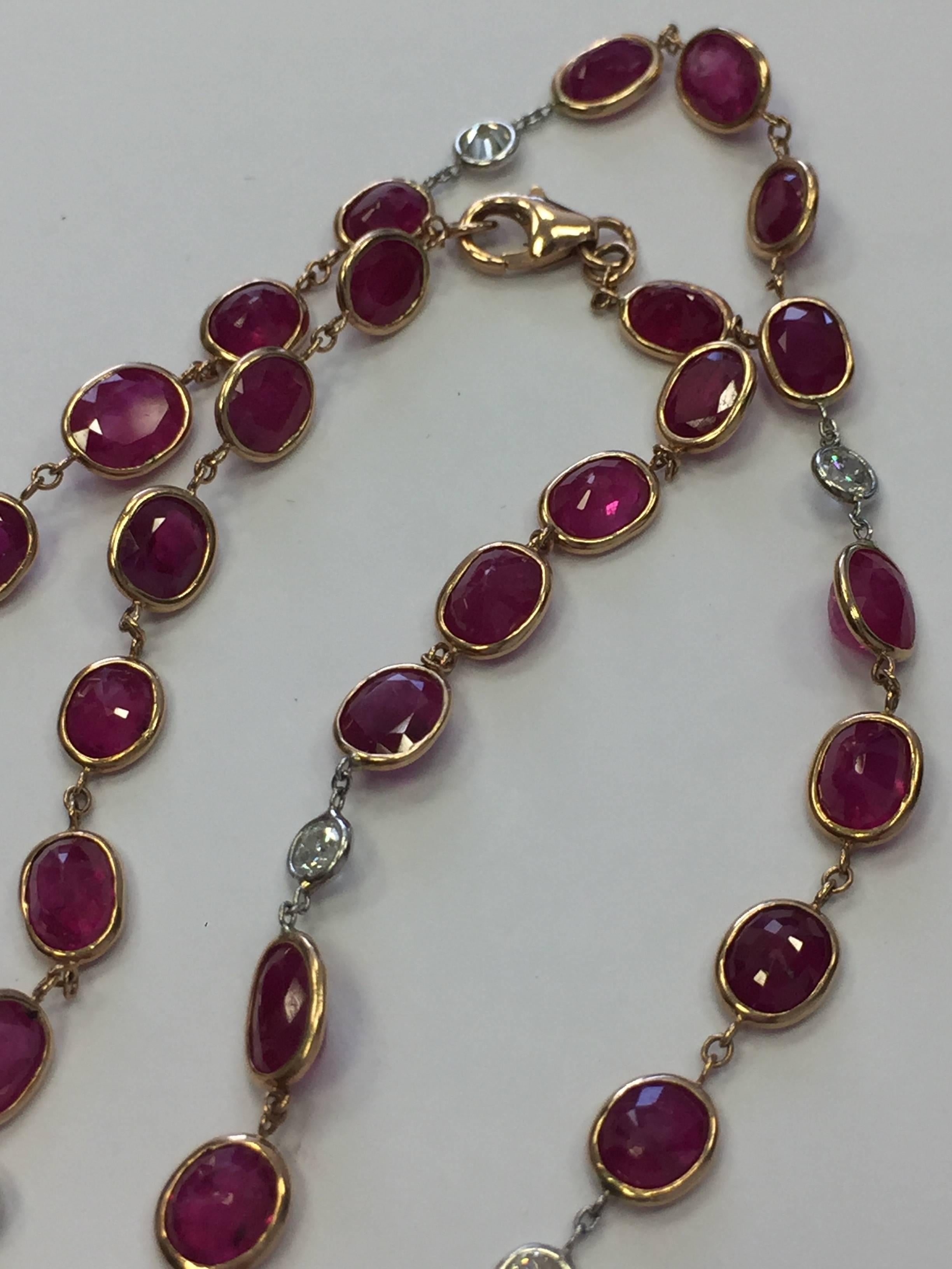 Multi-Shape Ruby and Diamond Necklace In New Condition In Los Angeles, CA