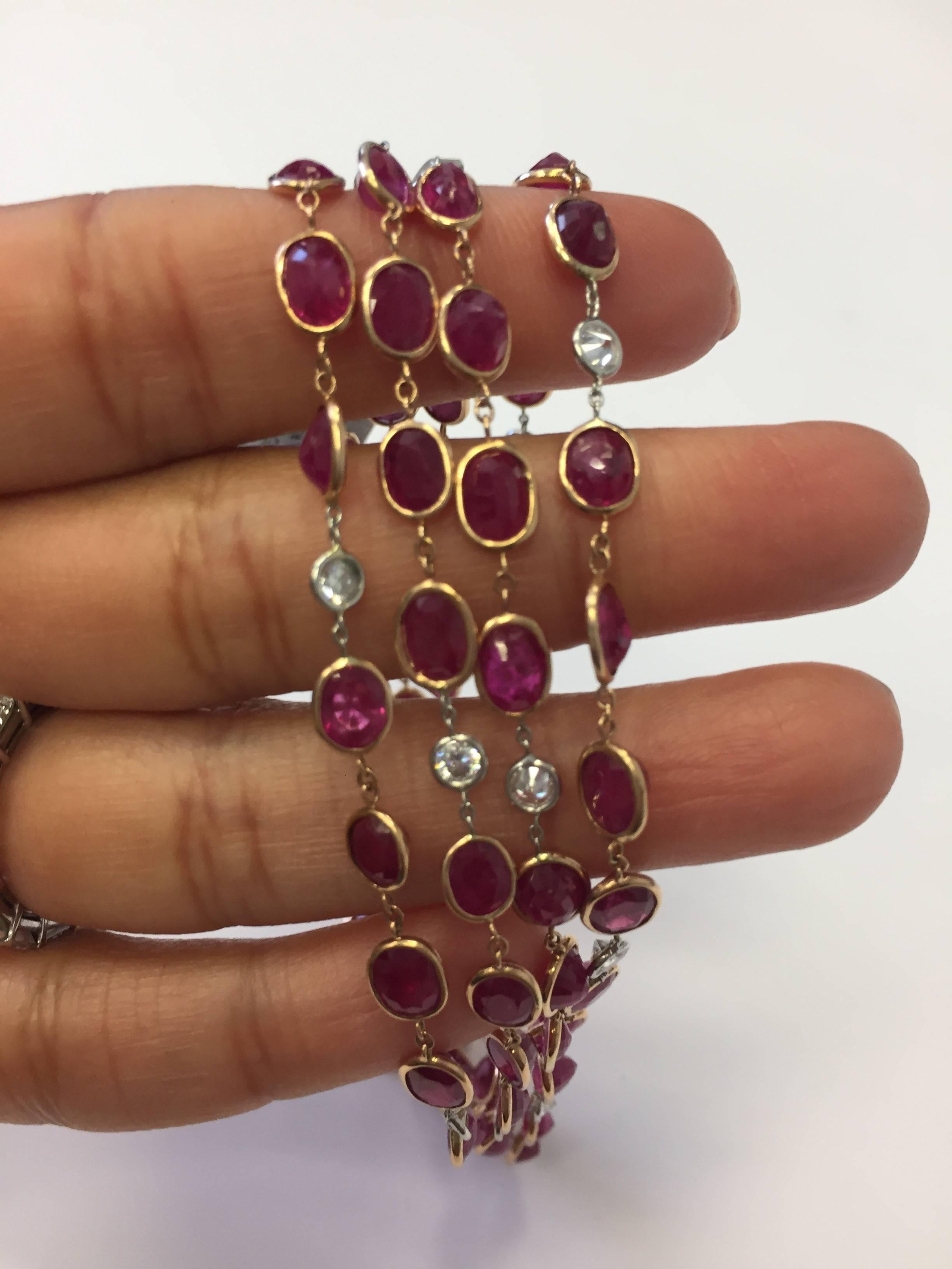 Multi-Shape Ruby and Diamond Necklace 1