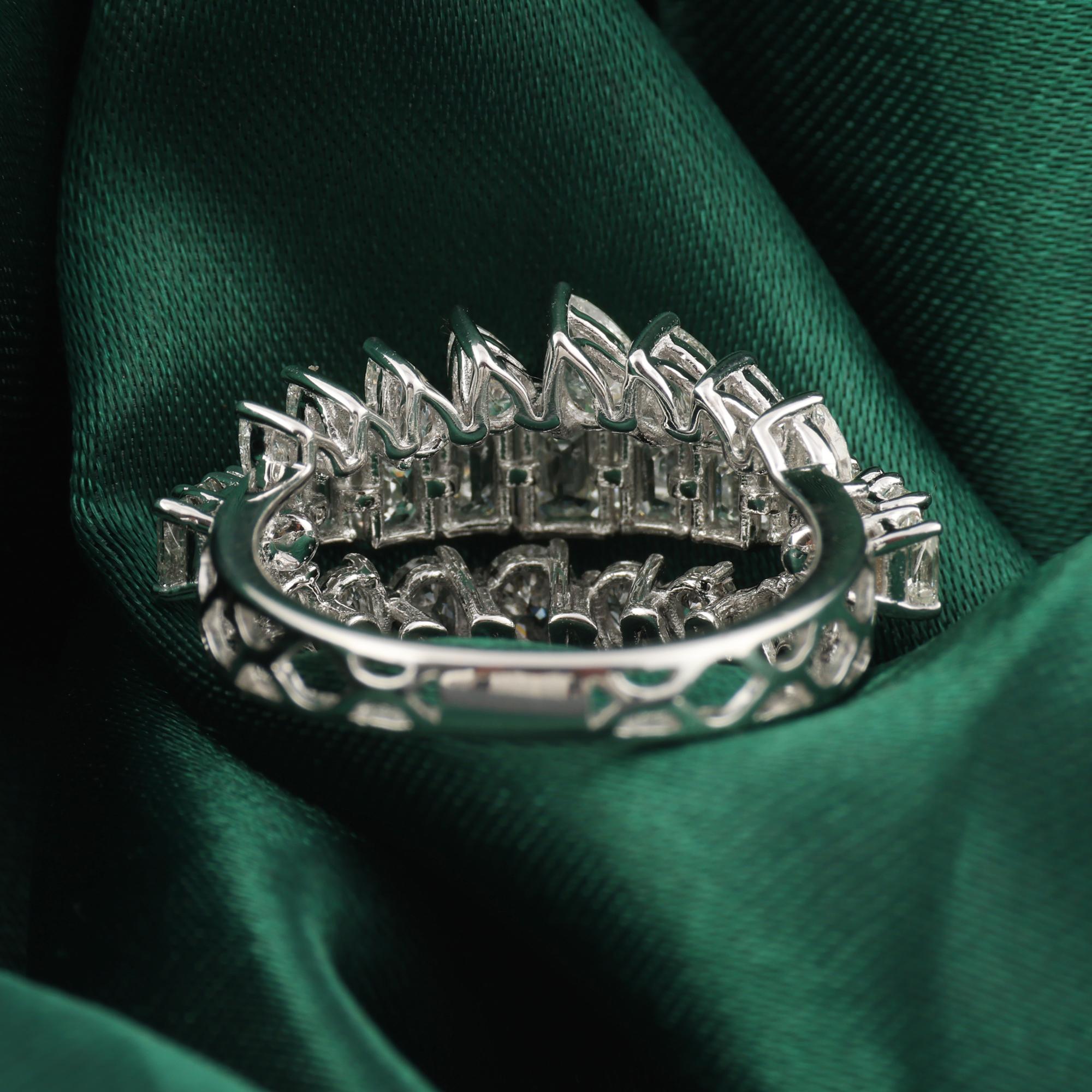 For Sale:  Multi Shape SI Clarity H Color Diamond Cluster Ring 14K White Gold Fine Jewelry 4