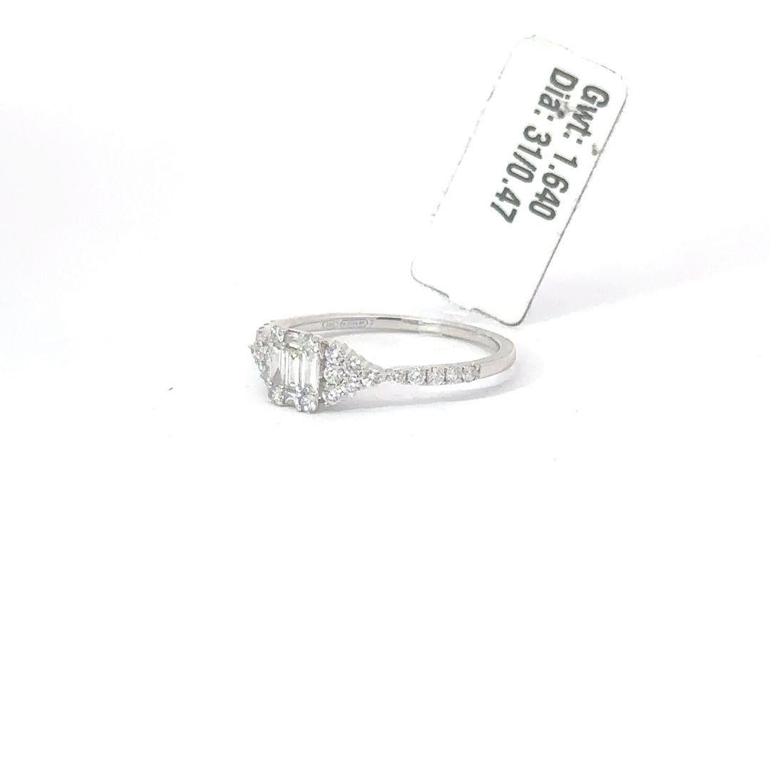 Baguette Cut Multi Shape White Diamond Ring For Sale