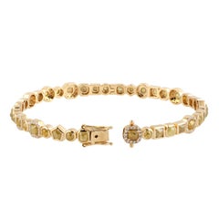 Eternity-Tennisarmband mit gelben Fancy-Diamanten in verschiedenen Schliffformen aus 18-karätigem Gold