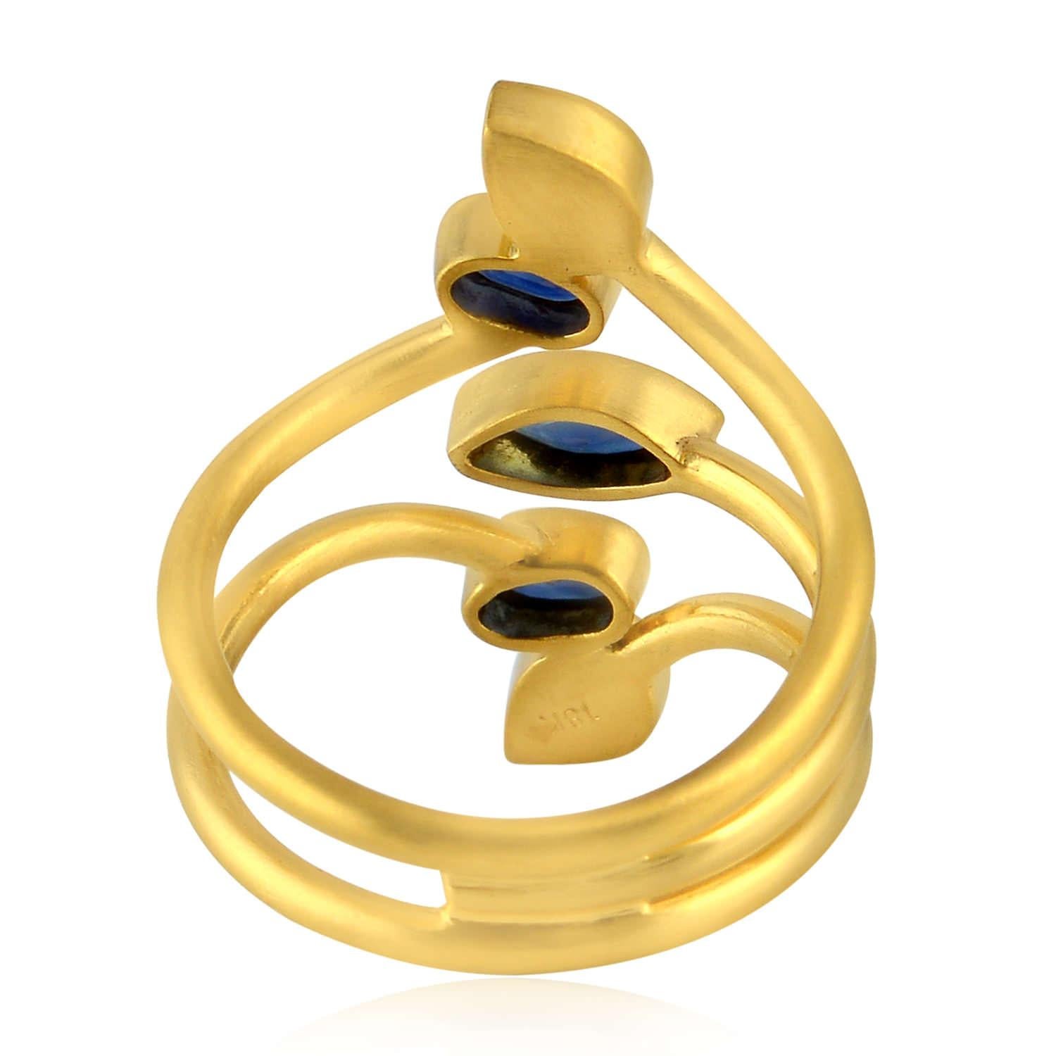 Mehrfarbiger blauer Saphir-Knuckle-Ring mit birnenförmigen Diamanten aus 18 Karat Gold (Gemischter Schliff) im Angebot