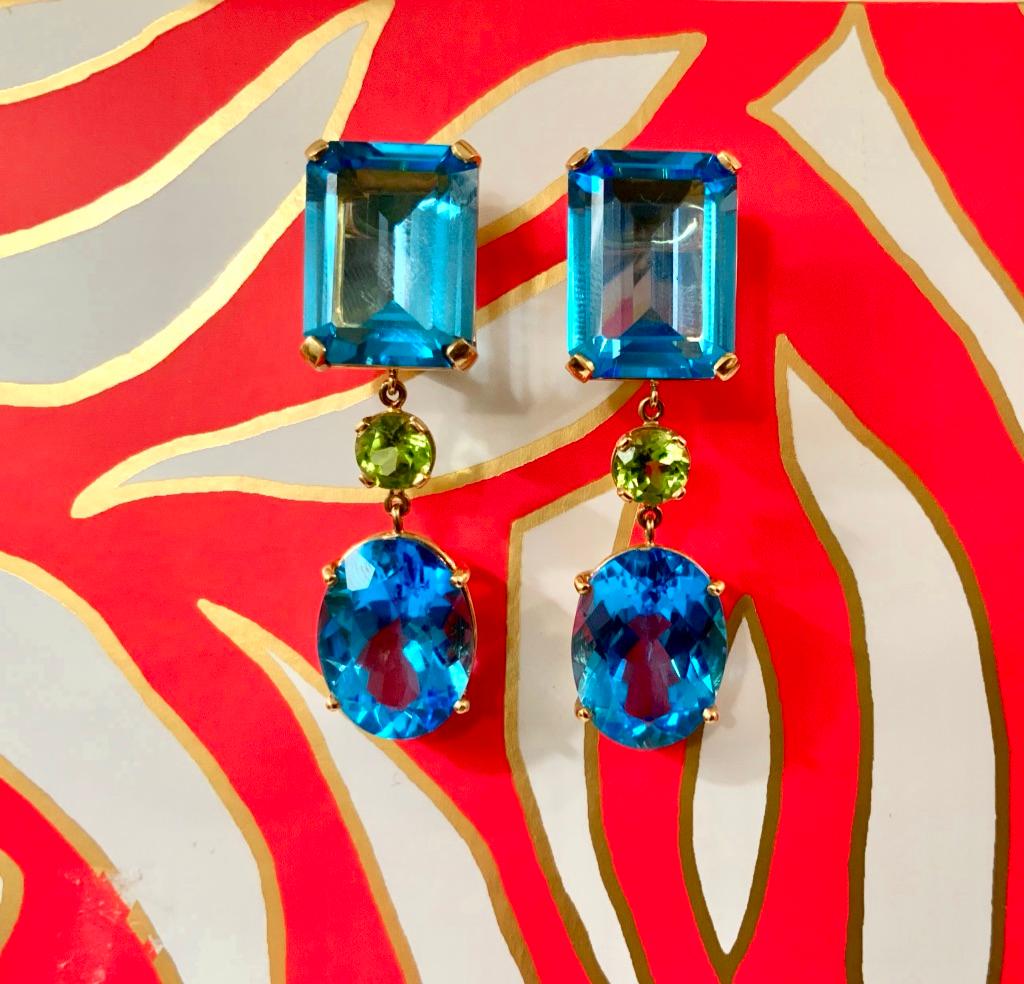 peridot and blue topaz earrings