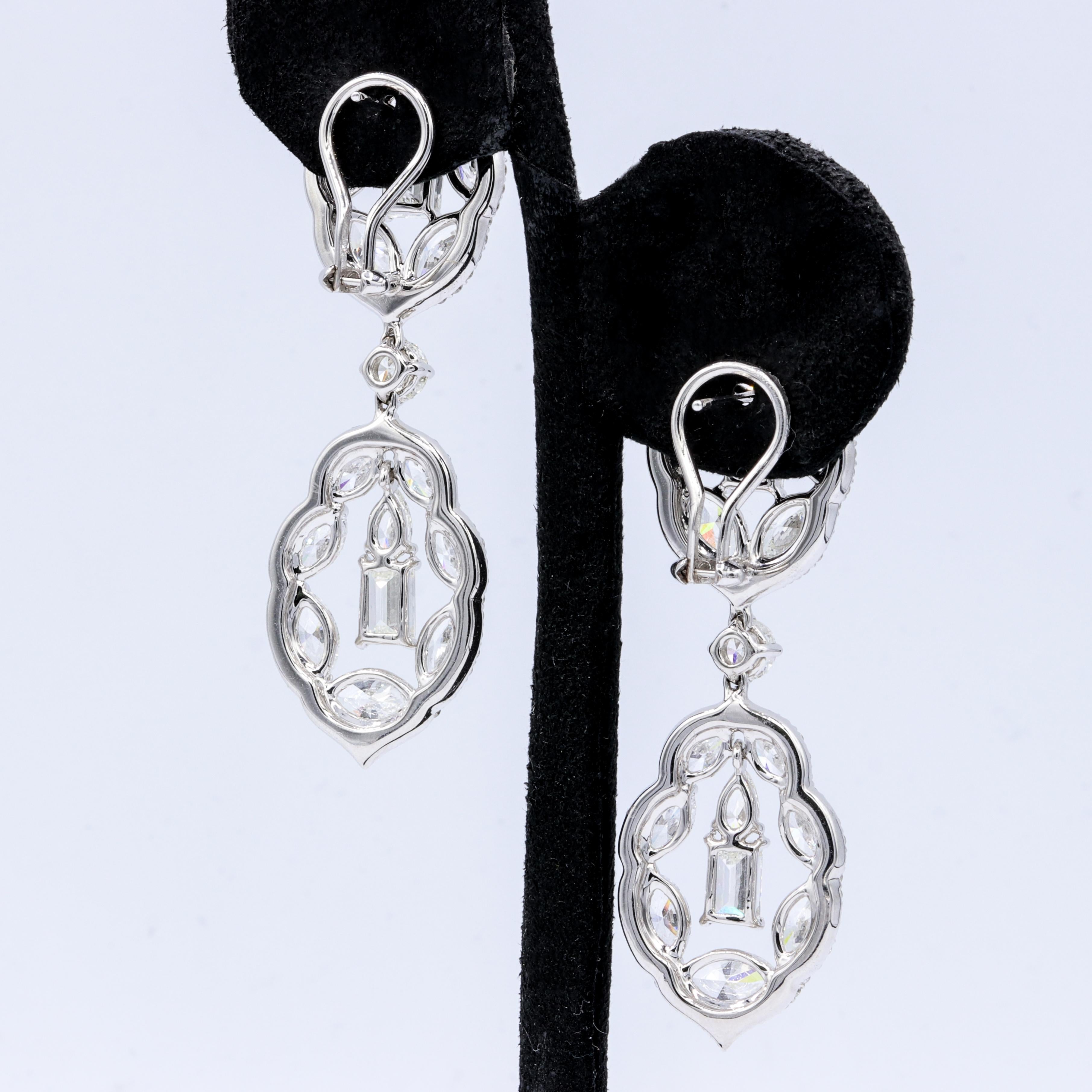 Multi Shaped Diamonds Fashion Chandelier Earrings In New Condition In New York, NY