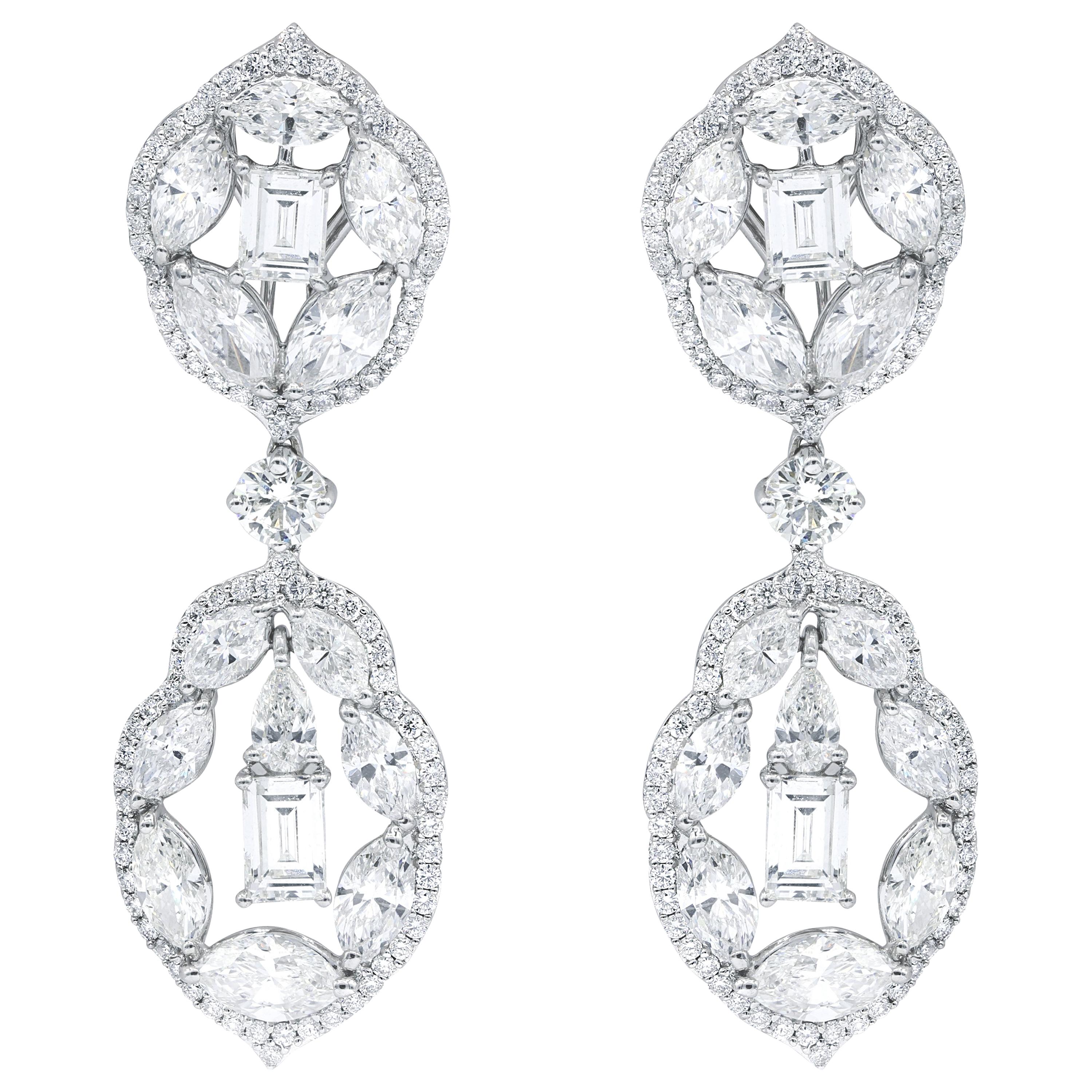 Multi Shaped Diamonds Fashion Chandelier Earrings