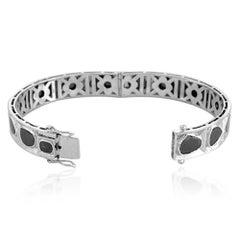 Multi Shaped Fancy Diamond Bangle Made in 18k White Gold & Silver