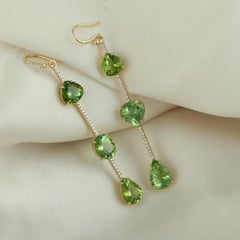 Multi Shaped Mint Tourmaline Dangle Earrings With Diamonds Made In 18k Gold