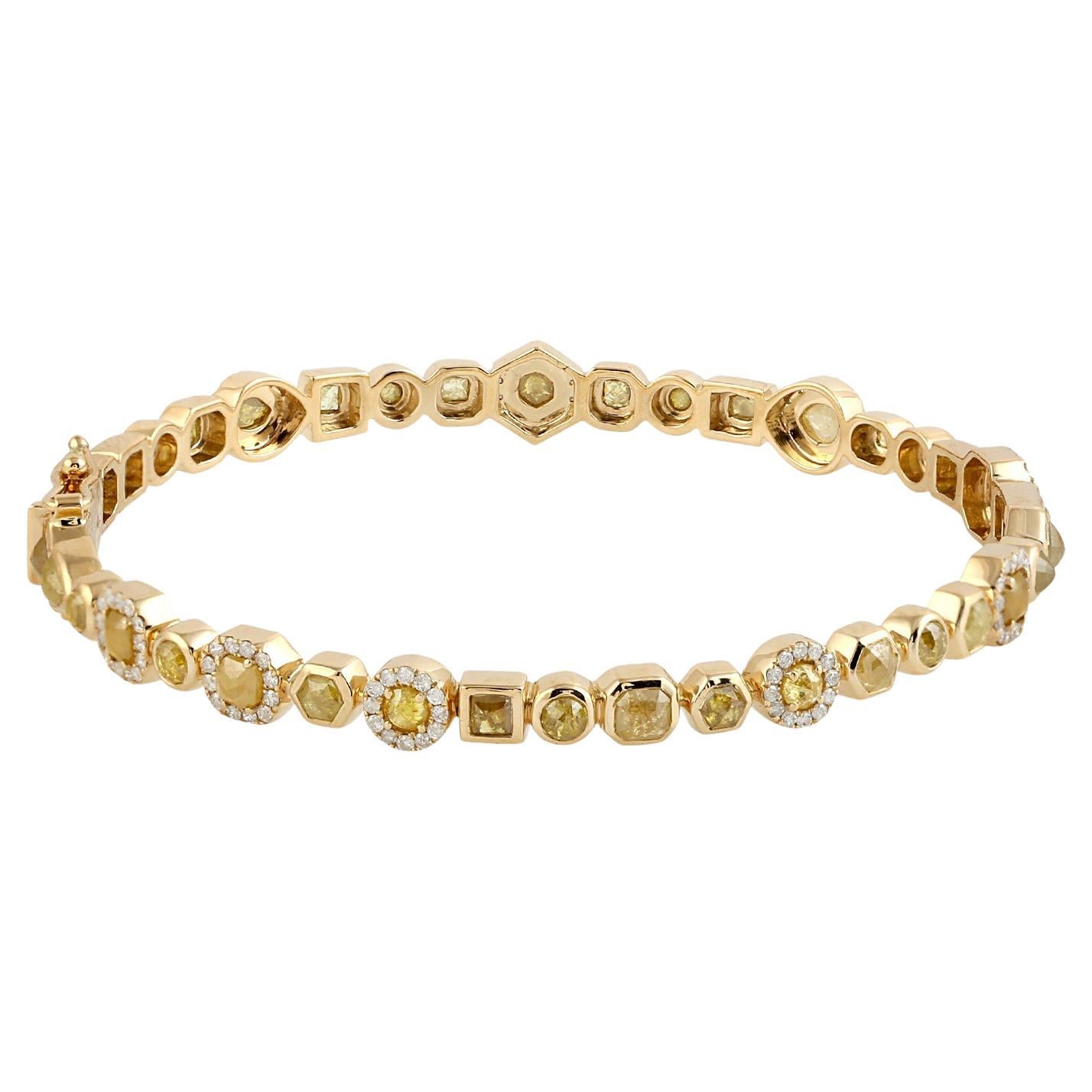 Multi Shaped Ice Daimond Tennis Bracelet Made In 18k Gold