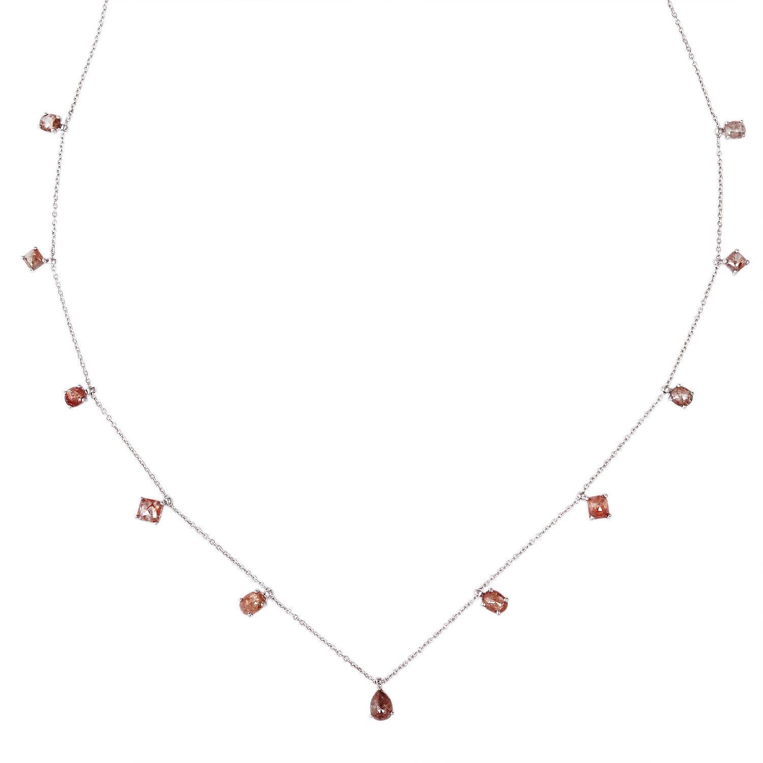 Art Déco Collana a catena con diamanti di ghiaccio a forma multipla in oro 18k in vendita
