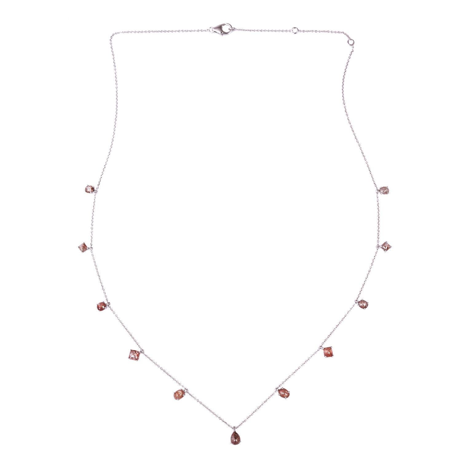 Taglio misto Collana a catena con diamanti di ghiaccio a forma multipla in oro 18k in vendita